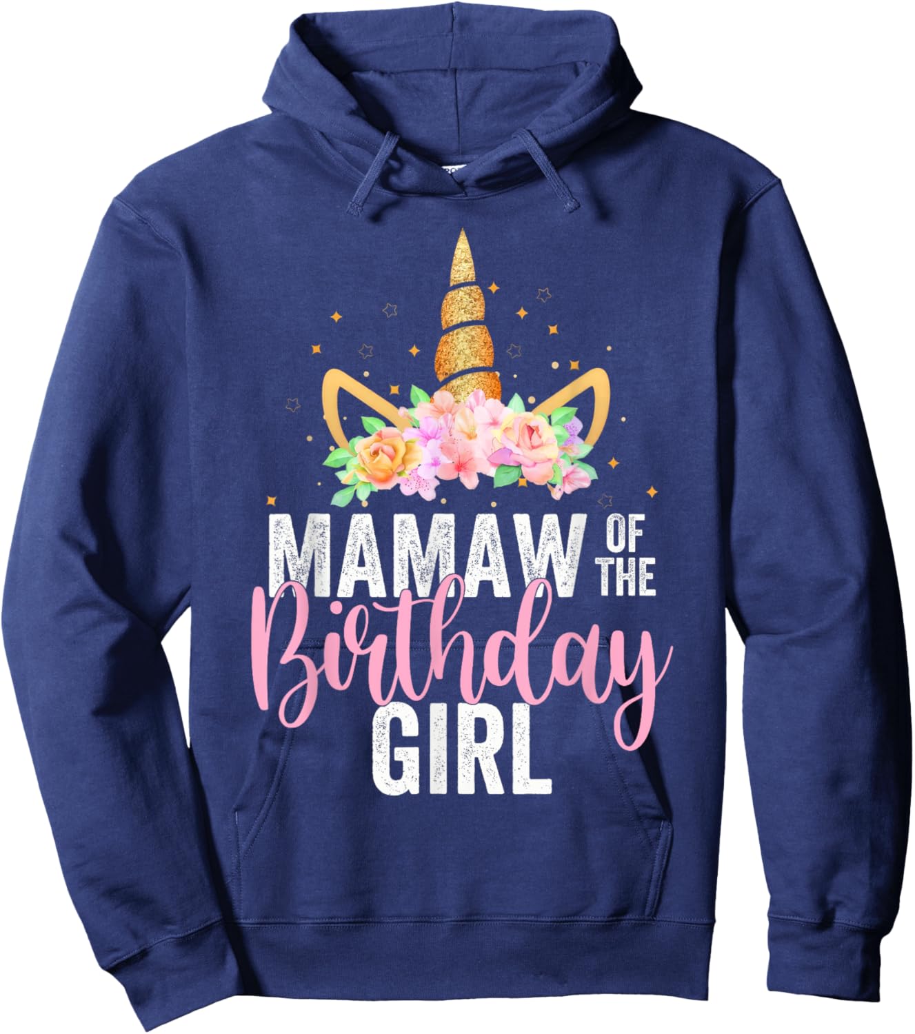 Mamaw Of The Birthday Girl Unicorn Girls Family Matching Hoodie - Hoodie | Navy
