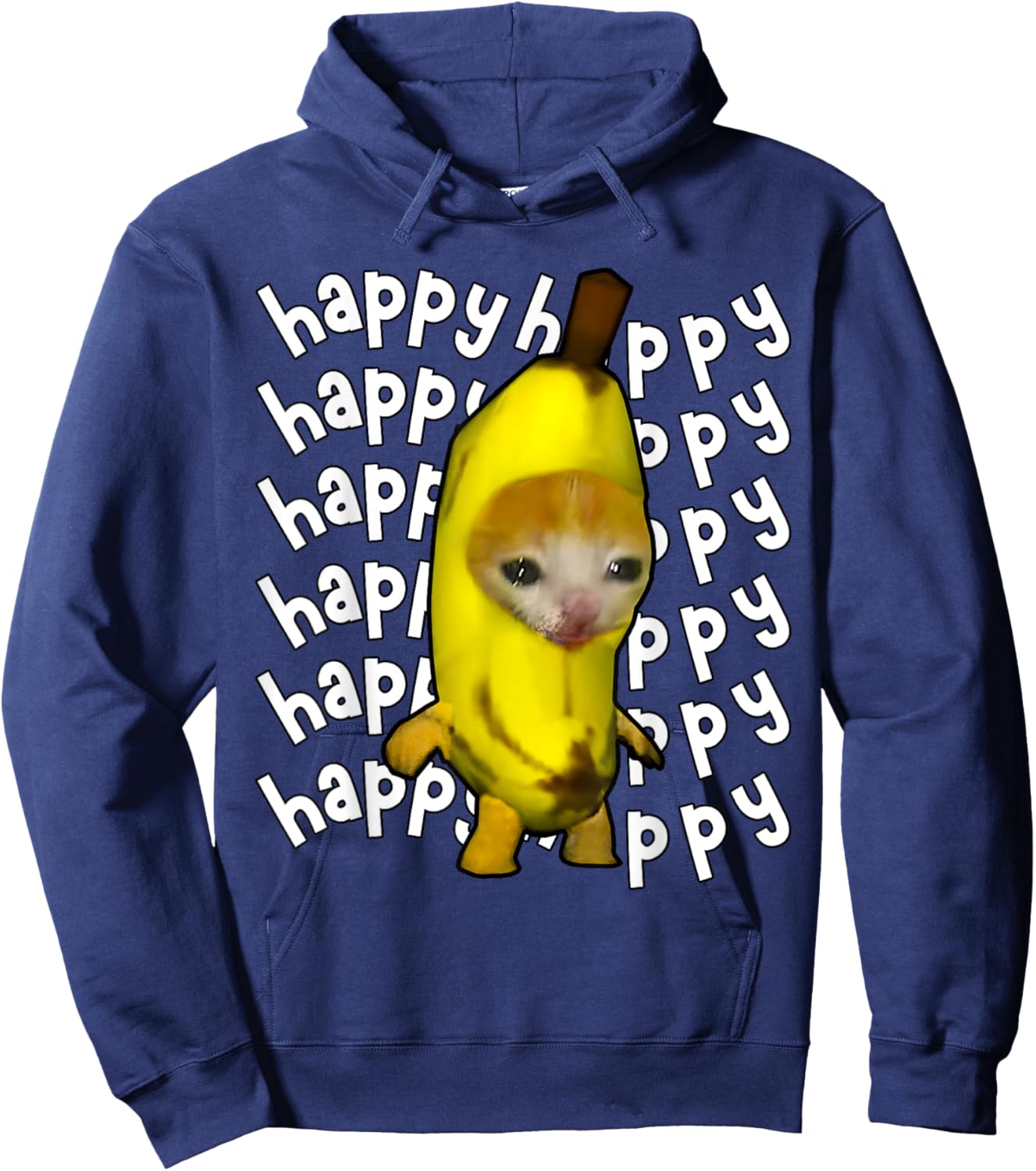Happy Banana Cat Meme Bananacat Happy Kitty Cat Lovers Meme Hoodie - Hoodie | Navy