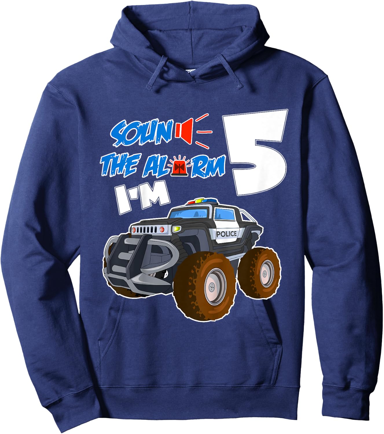 Kids Sound The Alarm I'm 5 Year Old Birthday Boy 5th Birth Hoodie - Hoodie | Navy