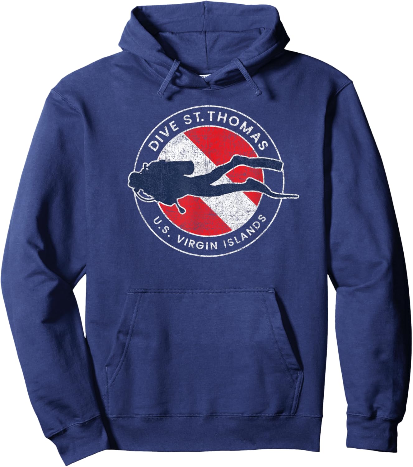 Vintage St Thomas USVI Scuba Dive Flag Vacation Souvenir Hoodie - Hoodie | Navy
