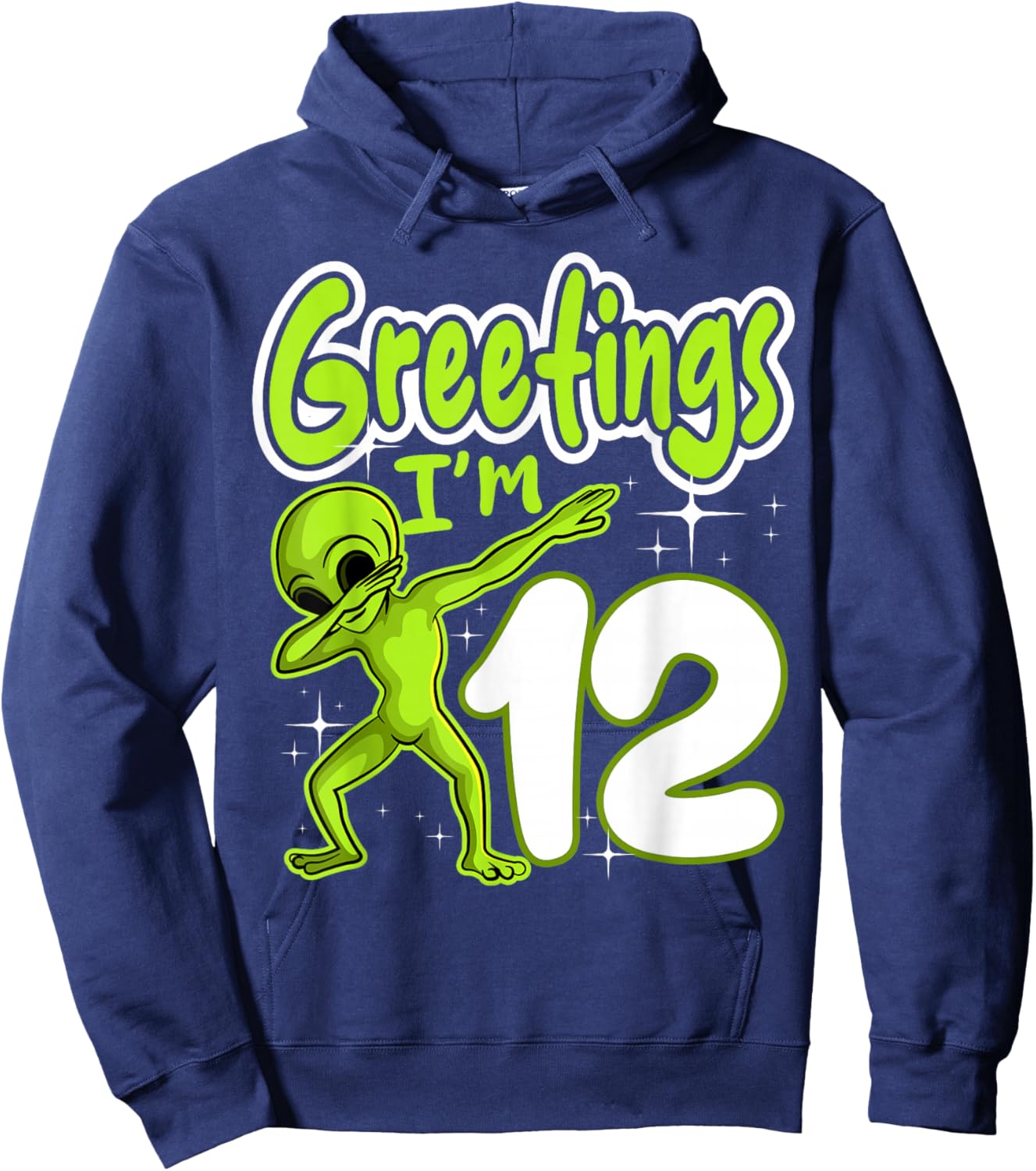 Alien 12th Birthday Dubbing Party Space Galaxy Traveler UFO Hoodie - Hoodie | Navy