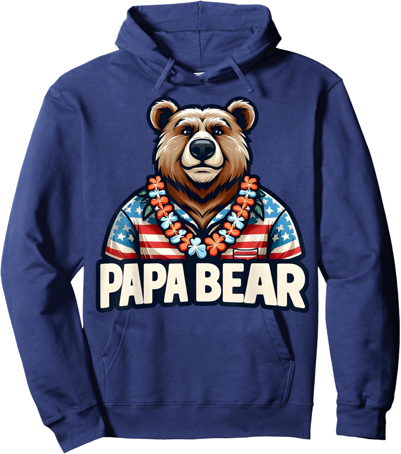 Papa Bear Shirt Fathers Day Gift Patriotic Proud Best Dad Hoodie - Hoodie | Navy