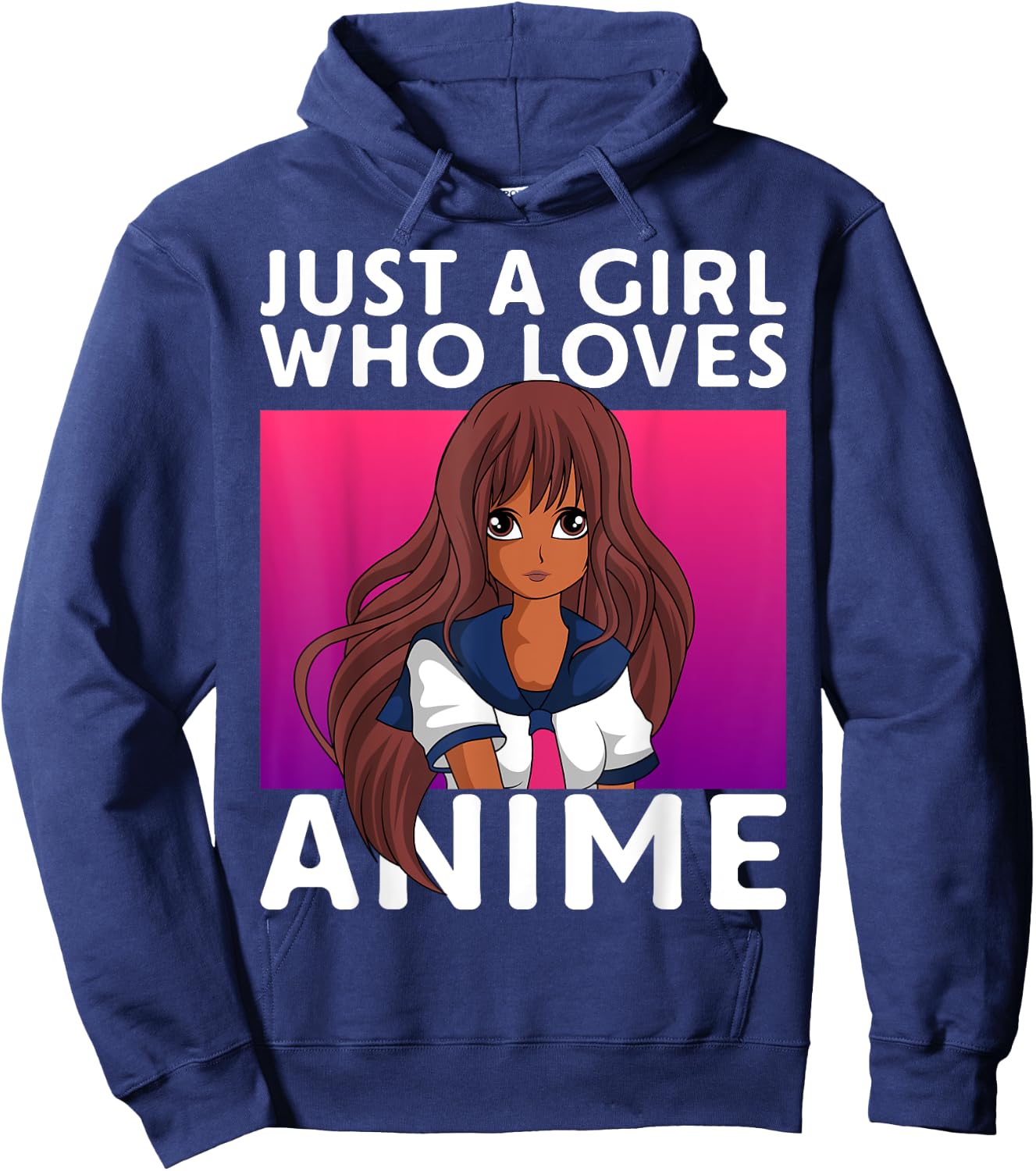 Just A Girl Who Loves Anime Lover Black Anime Girl Hoodie - Hoodie | Navy