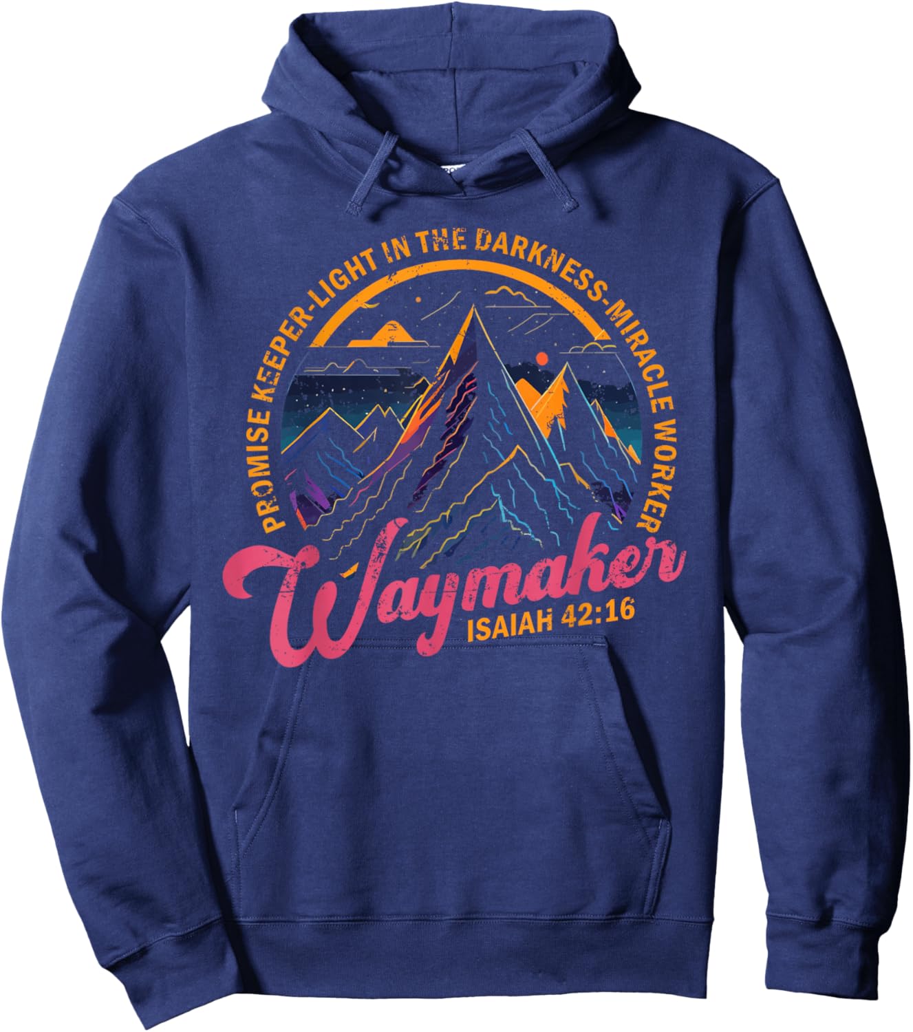Waymaker Vintage Promise Keeper Miracle Worker Christian Hoodie - Hoodie | Navy