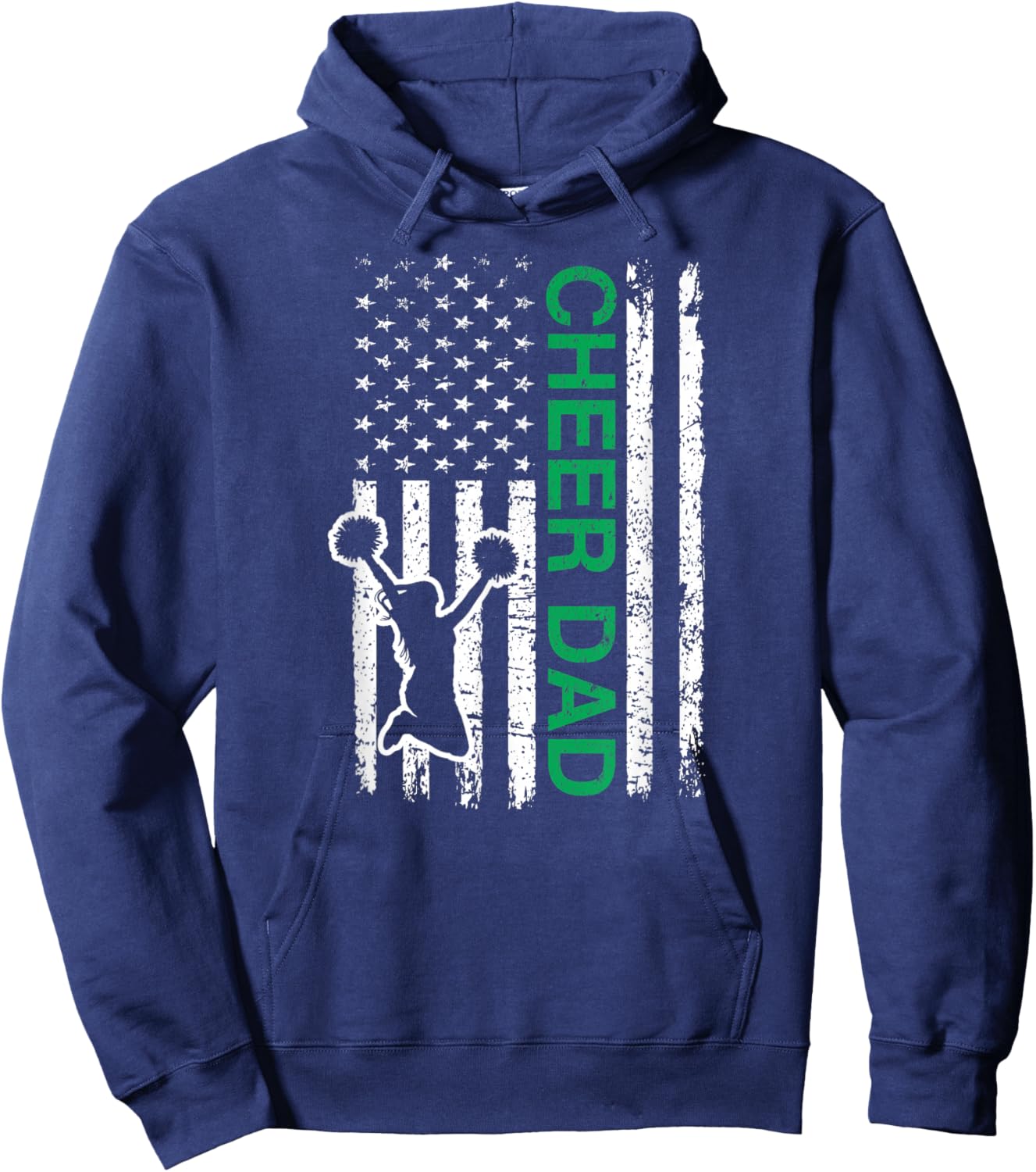 Cheer Dad Flag Green Cheerleading Hoodie - Hoodie | Navy