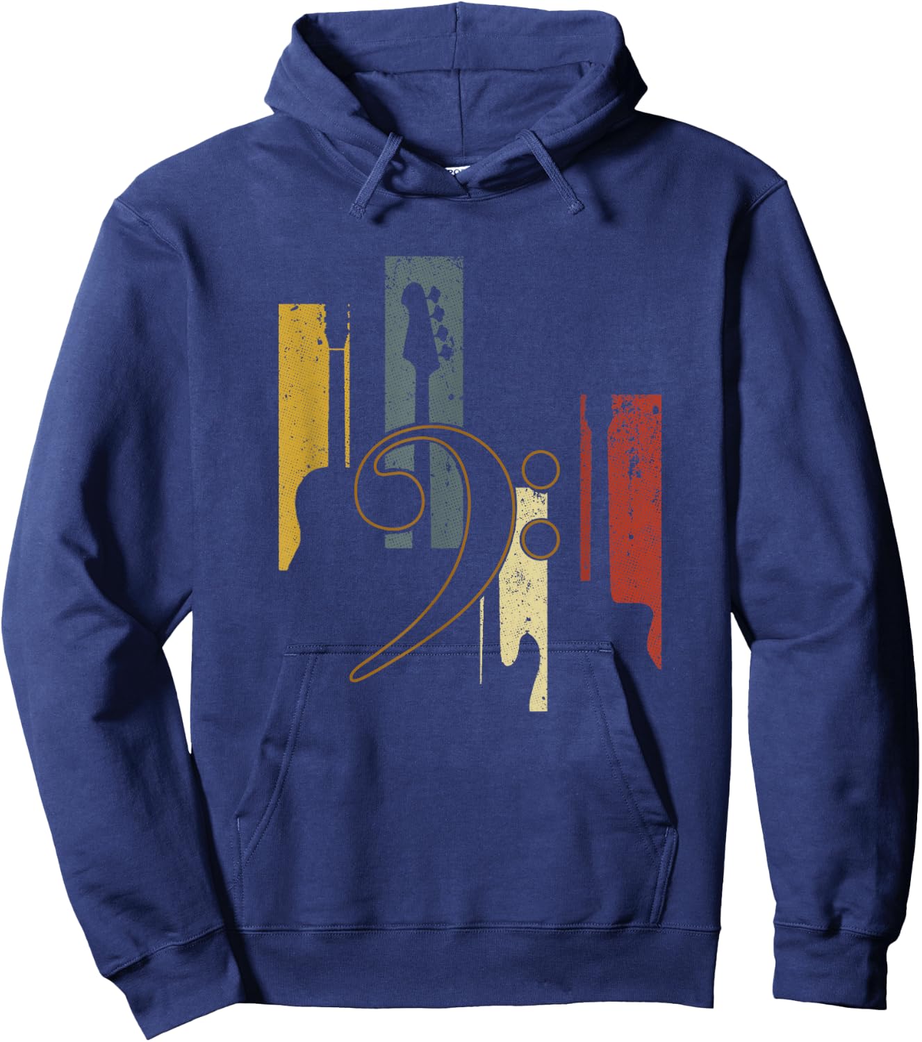 Bass Clef Vintage Bass Guitar Players Music Vintage Guitar Hoodie - Hoodie | Navy