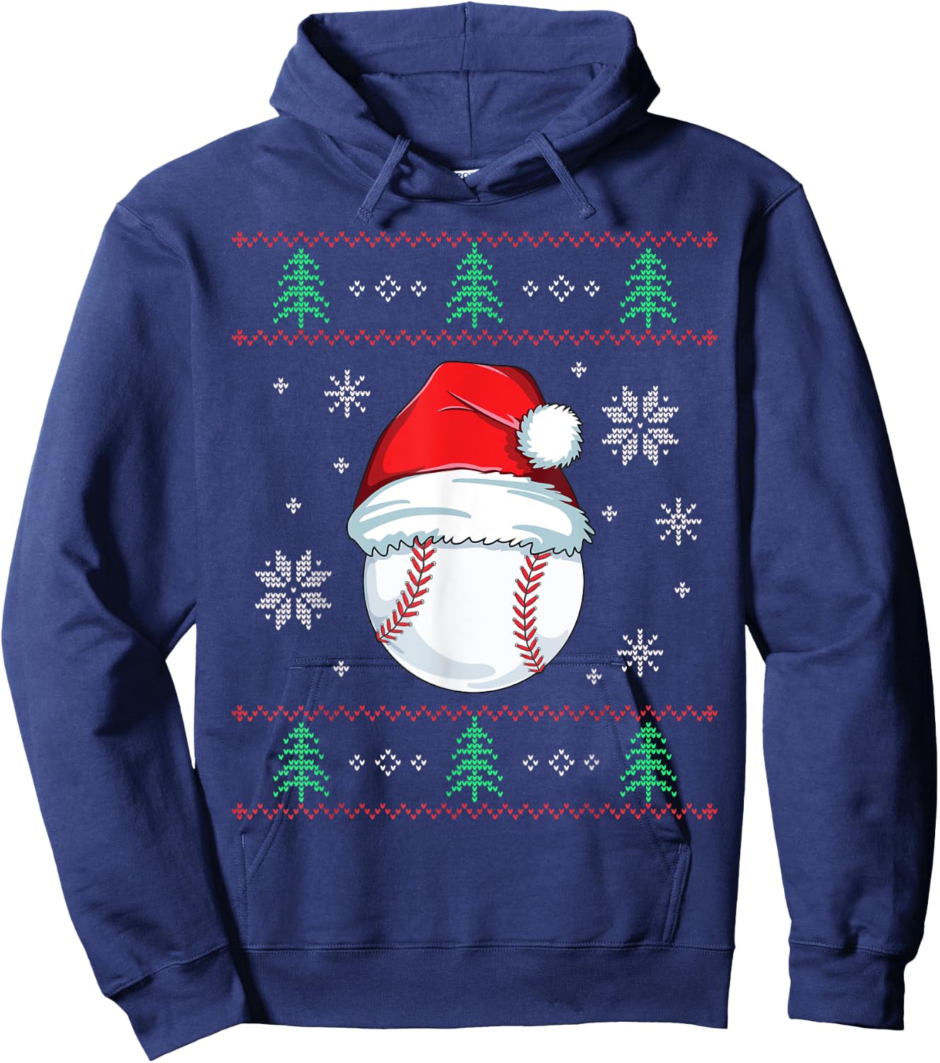 Ugly Christmas Baseball Boys Kids Ball Santa Pajama Hoodie - Hoodie | Navy
