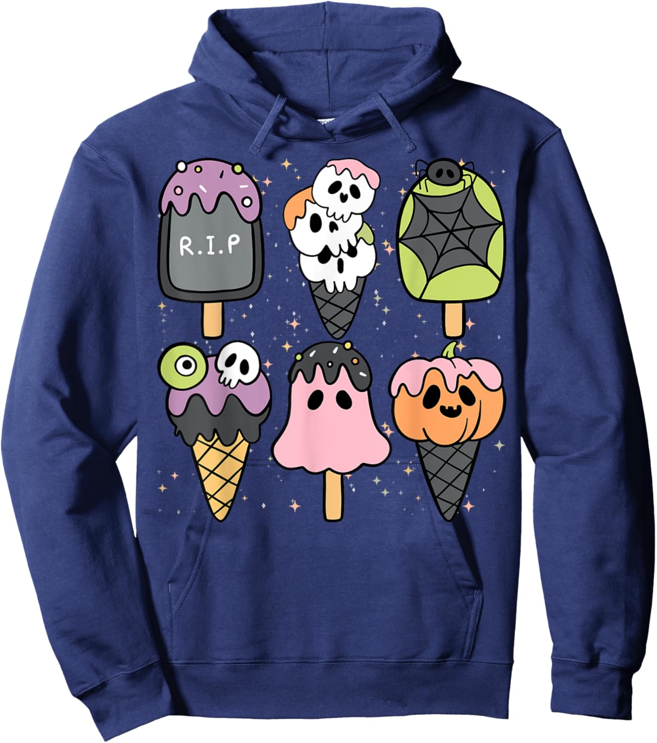 Horror Movie Summer Popsicle Halloween Ice Cream Summer-ween Women Kids Hoodie - Hoodie | Navy