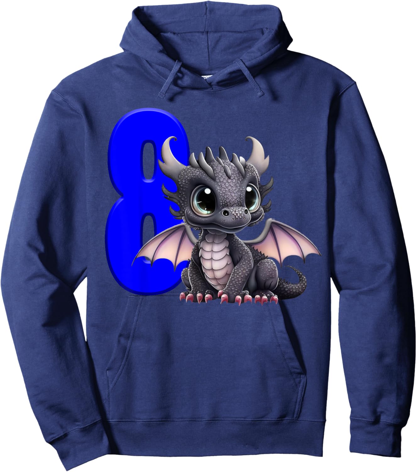 8th Birthday Shirt Dragon Party Birthday Boy Blue Eight 8 Hoodie - Hoodie | Navy
