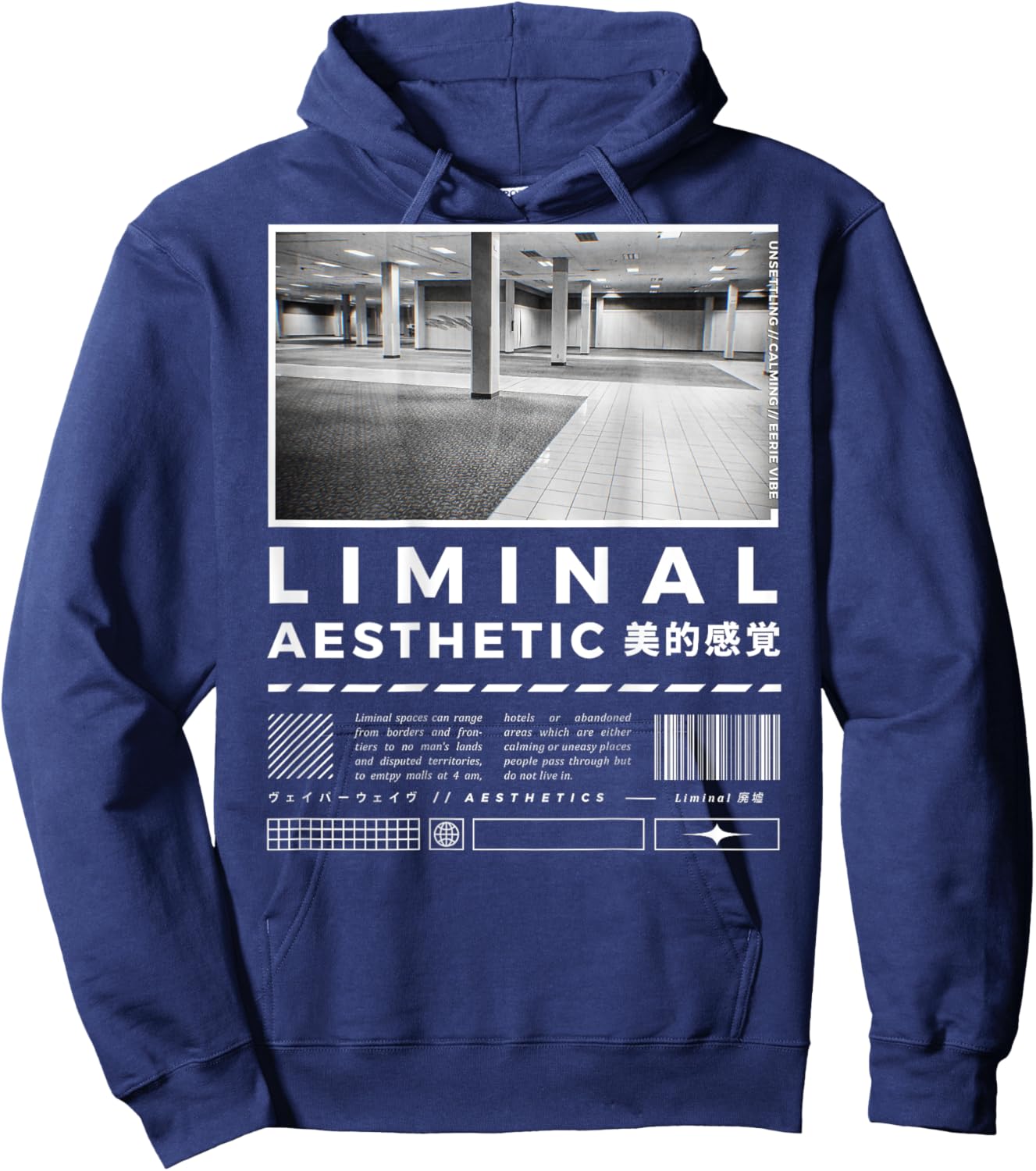 Liminal Spaces (BackPrint) Vaporwave Backrooms Pastel Goth Hoodie - Hoodie | Navy