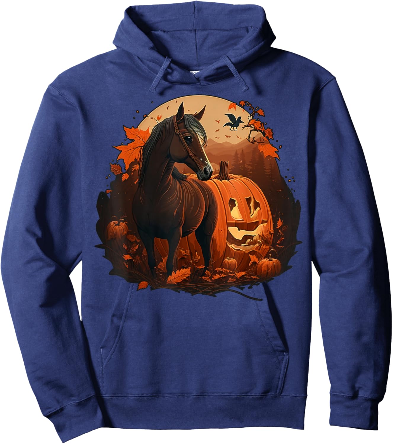 Pumpkin Horse costume on Horse Halloween Hoodie - Hoodie | Navy