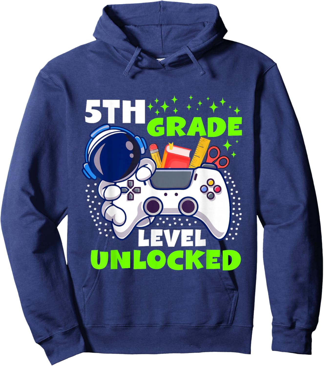 Back To School 5th Grade Level Unlocked Gamer Boys Kids Hoodie - Hoodie | Navy