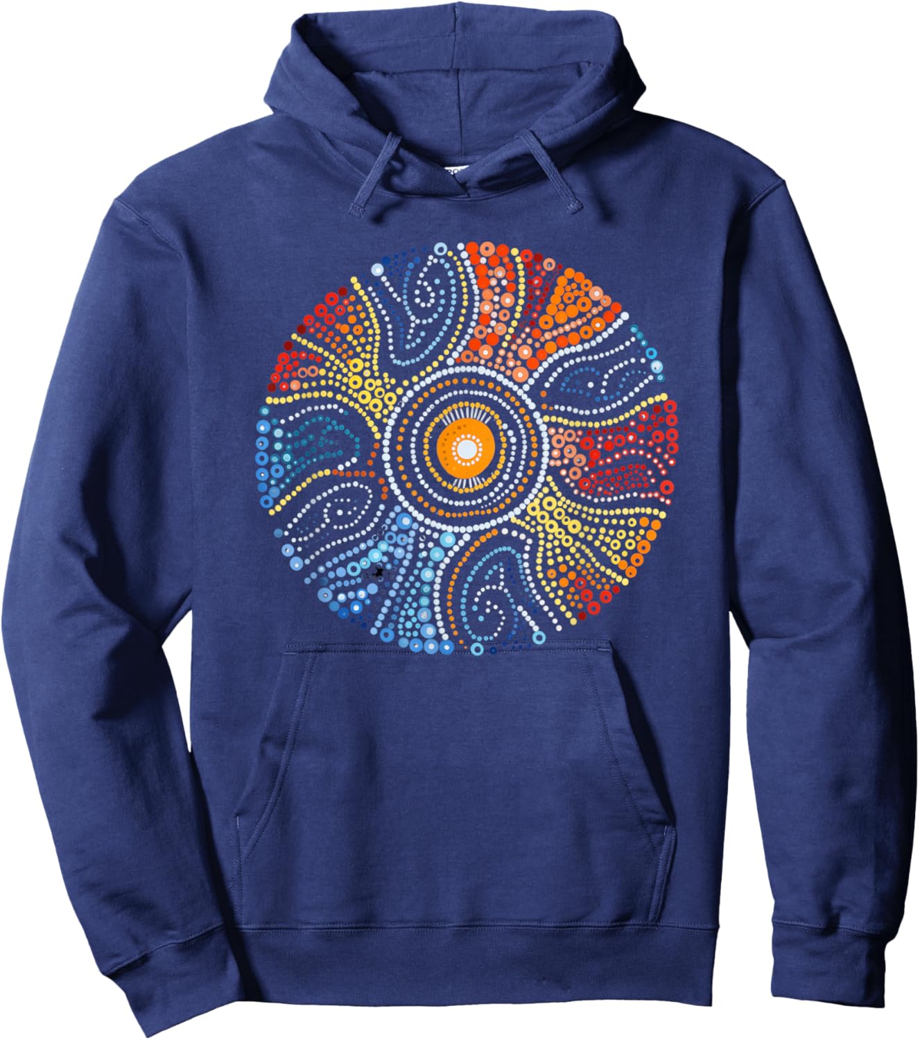 Authentic Aboriginal Dot Art Style Design Hoodie - Hoodie | Navy