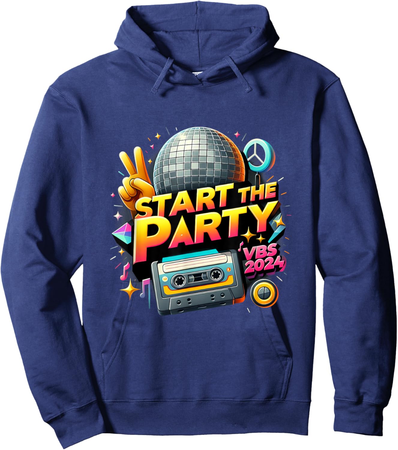 Start The Party Funny VBS 2024 Vacation Bible School 2024 Hoodie - Hoodie | Navy