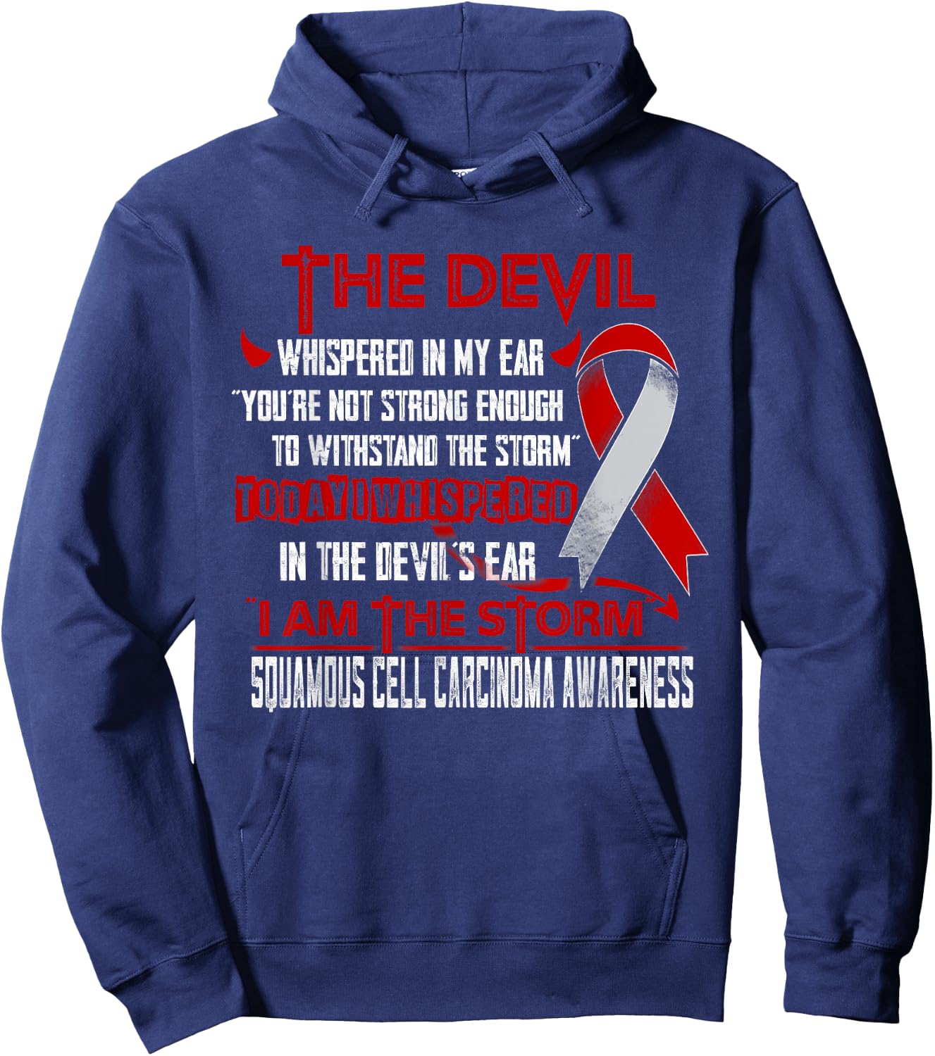Squamous Cell Carcinoma Awareness I am the Storm Devil Hoodie - Hoodie | Navy