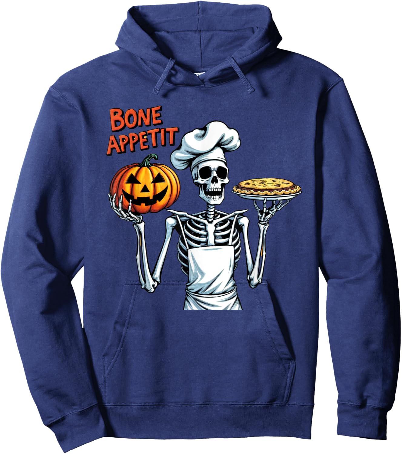 Funny Halloween Costume Skeleton Chef Pumpkin Bone Appetit Hoodie - Hoodie | Navy