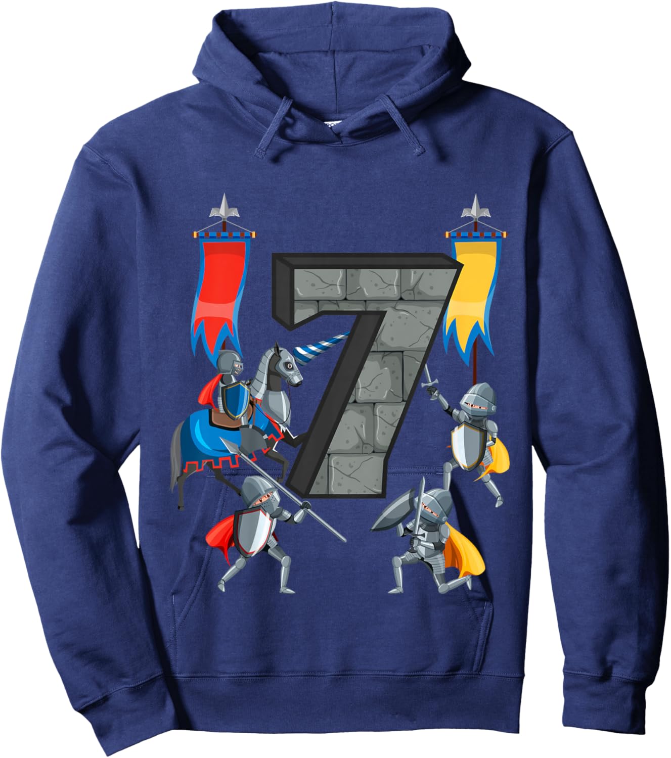 Medieval Knights Middle Ages History Castle 7th Birthday Hoodie - Hoodie | Navy