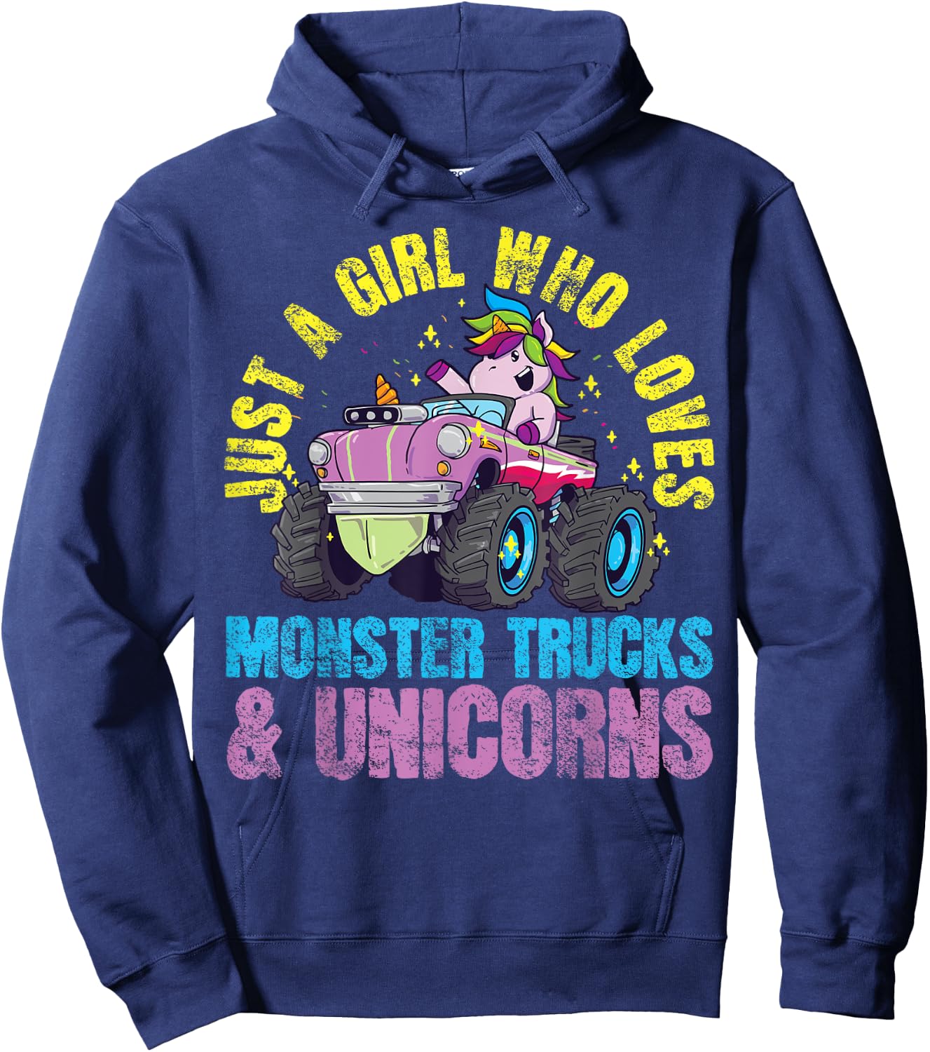Monster Truck Unicorn Girl Hoodie - Hoodie | Navy