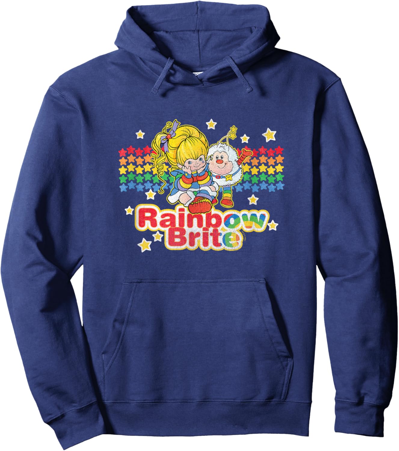 Rainbow Brite & Sprite Vintage Star Stripes Distressed Logo Hoodie - Hoodie | Navy
