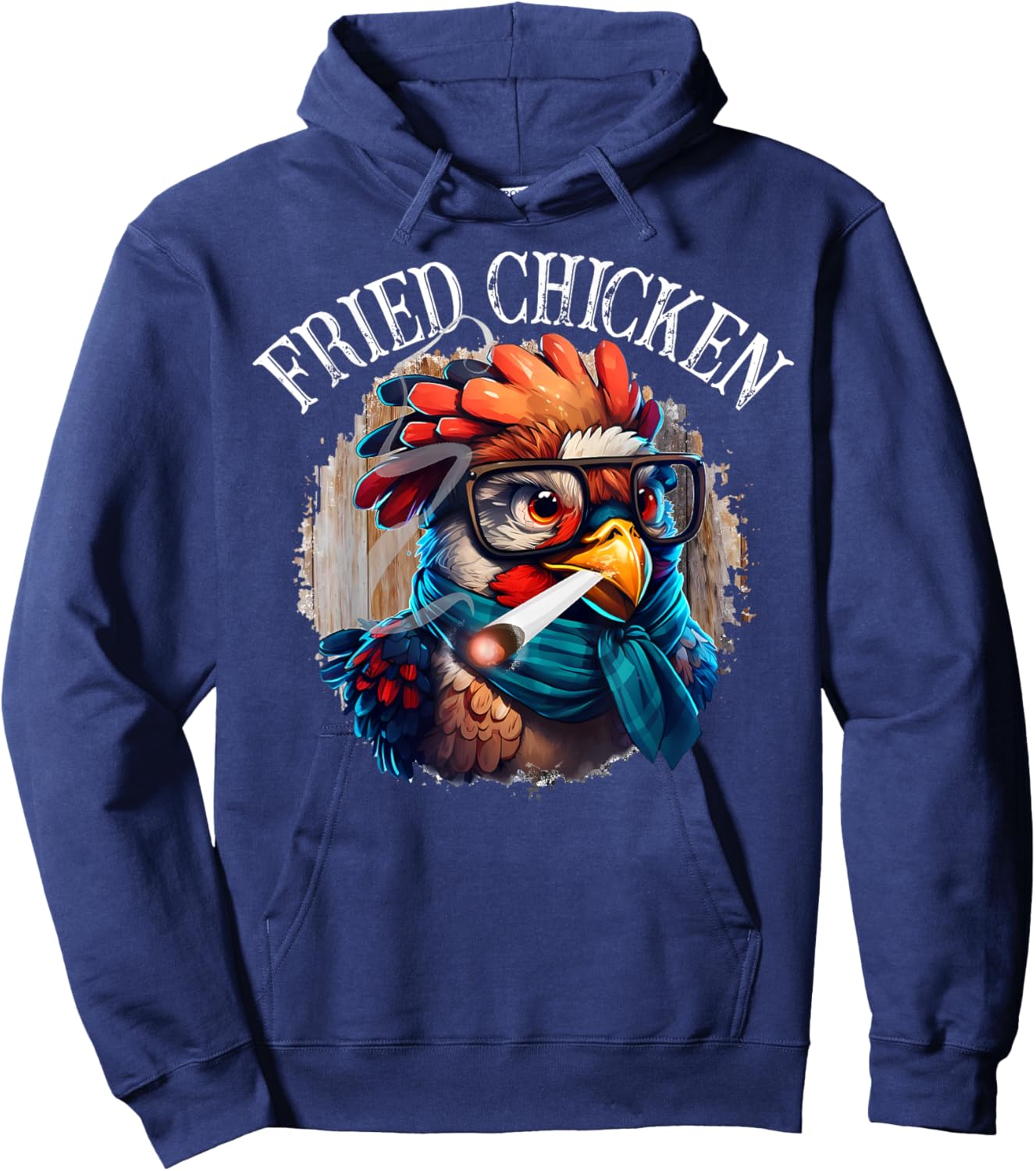 Fried Chicken Funny 420 Marijuana Weed Cannabis Graphic Hoodie - Hoodie | Navy