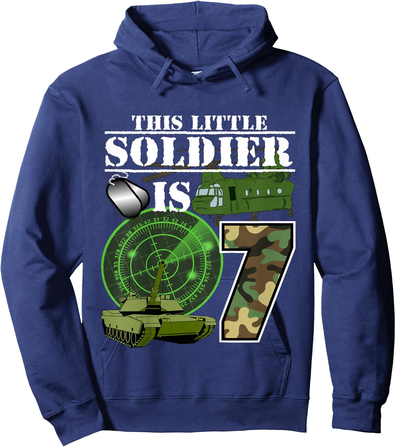 7 Year Old Soldier Birthday T Shirt Military Camo 7th Gift Hoodie - Hoodie | Navy