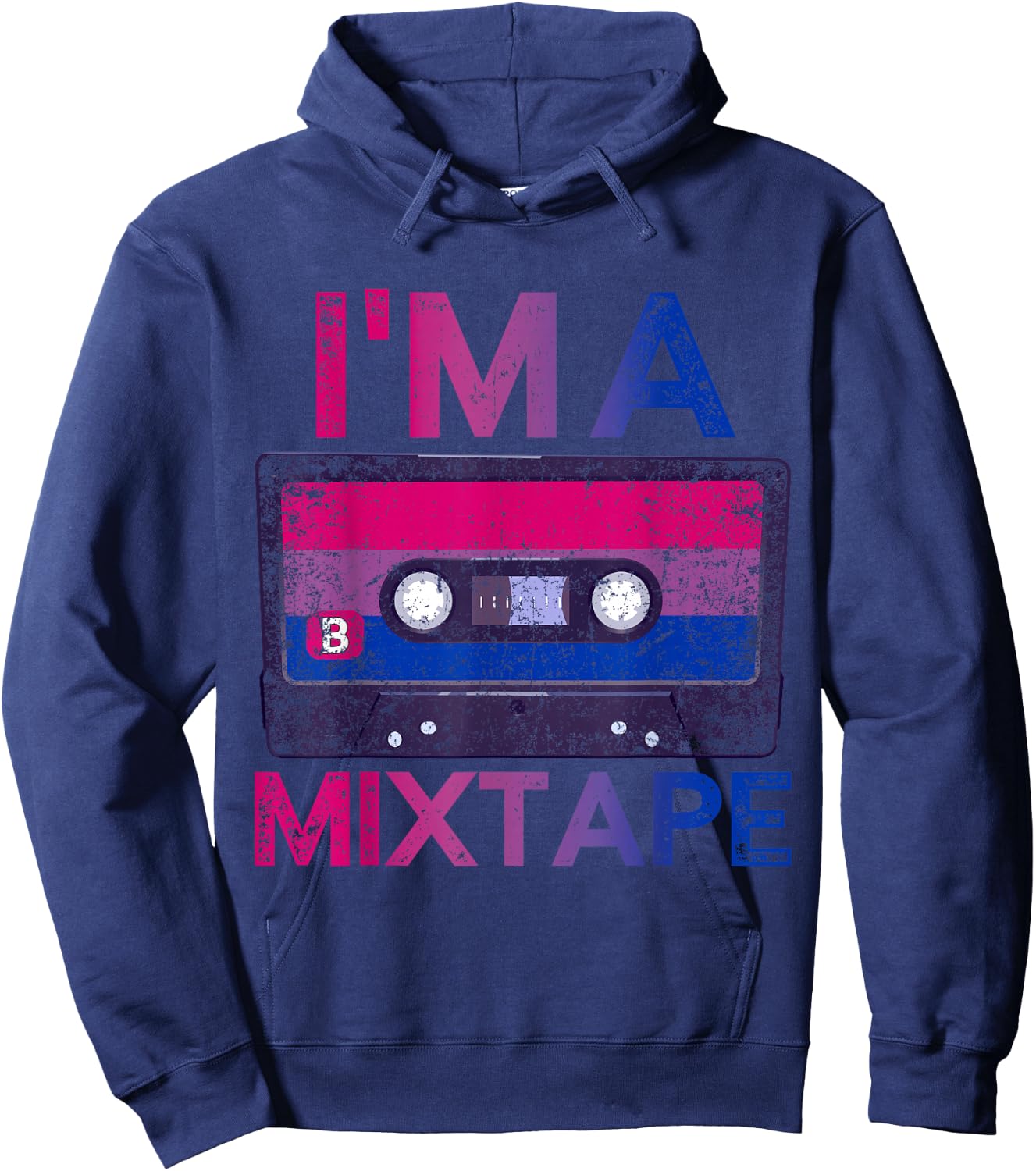 Funny Bisexuality Pride Retro Cassette Bi Gift Bisexual Hoodie - Hoodie | Navy