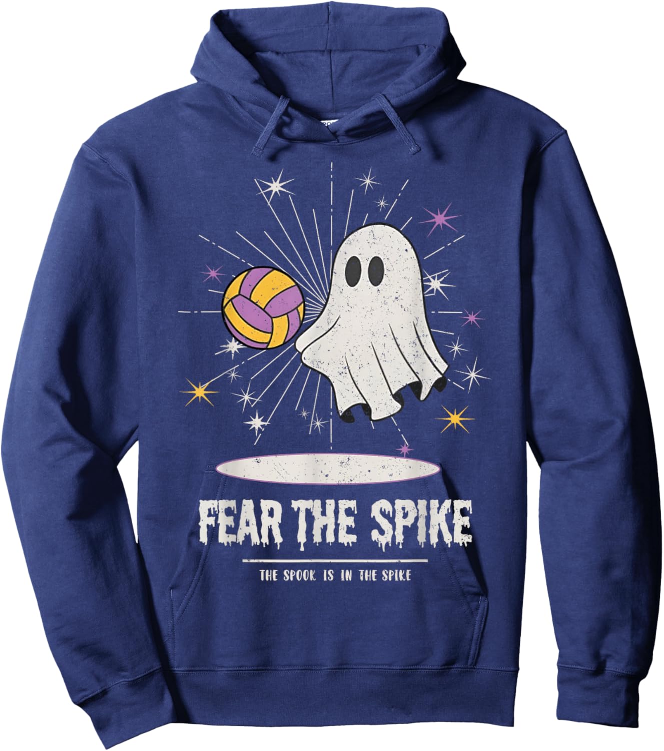 Fear The Spike Spooky Ghost Playing Volleyball Player Sports Hoodie - Hoodie | Navy