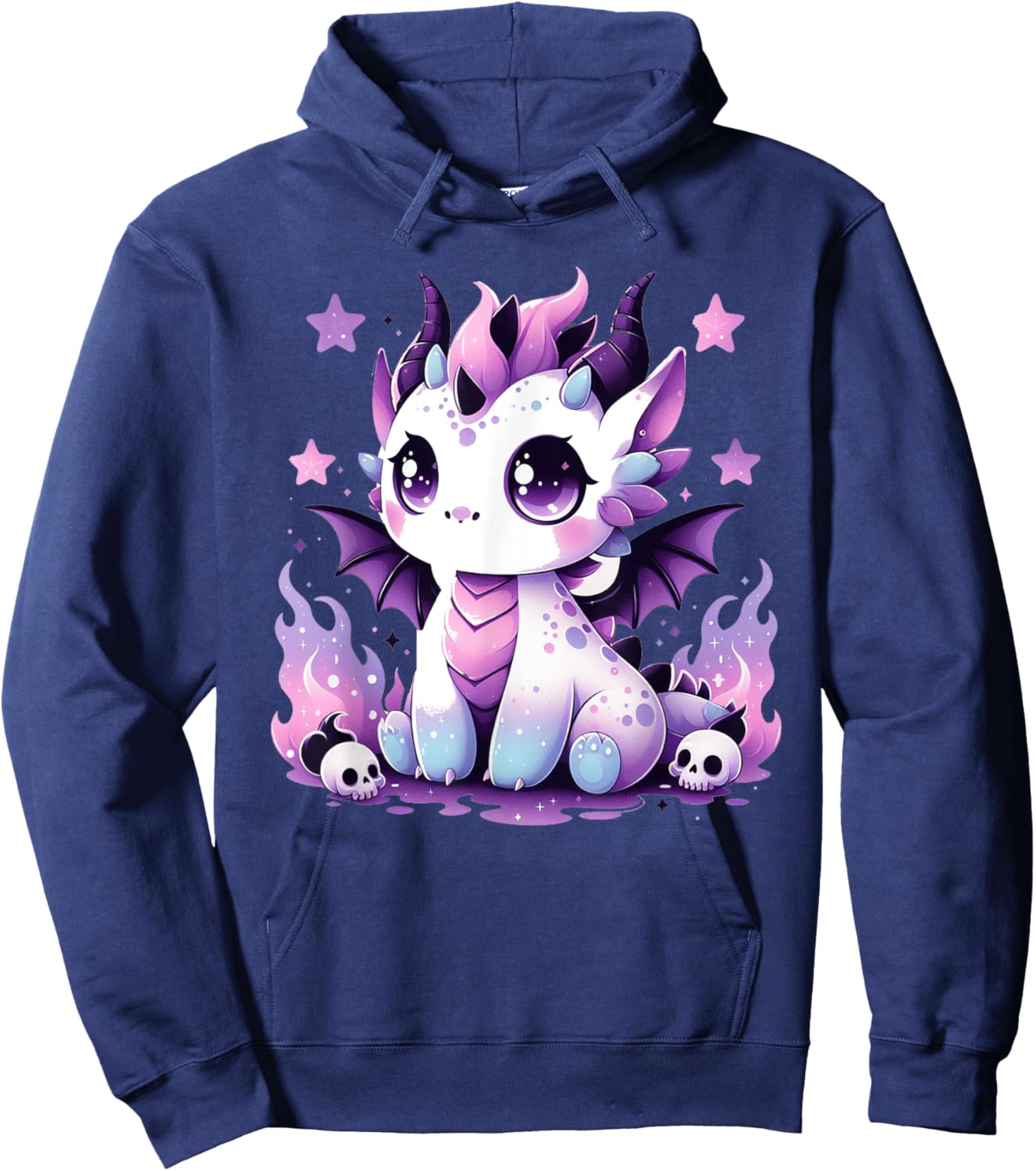 Niedlicher Pastell Goth Drache Gruselige Kawaii Hexe Anime Gothic Hoodie - Hoodie | Navy