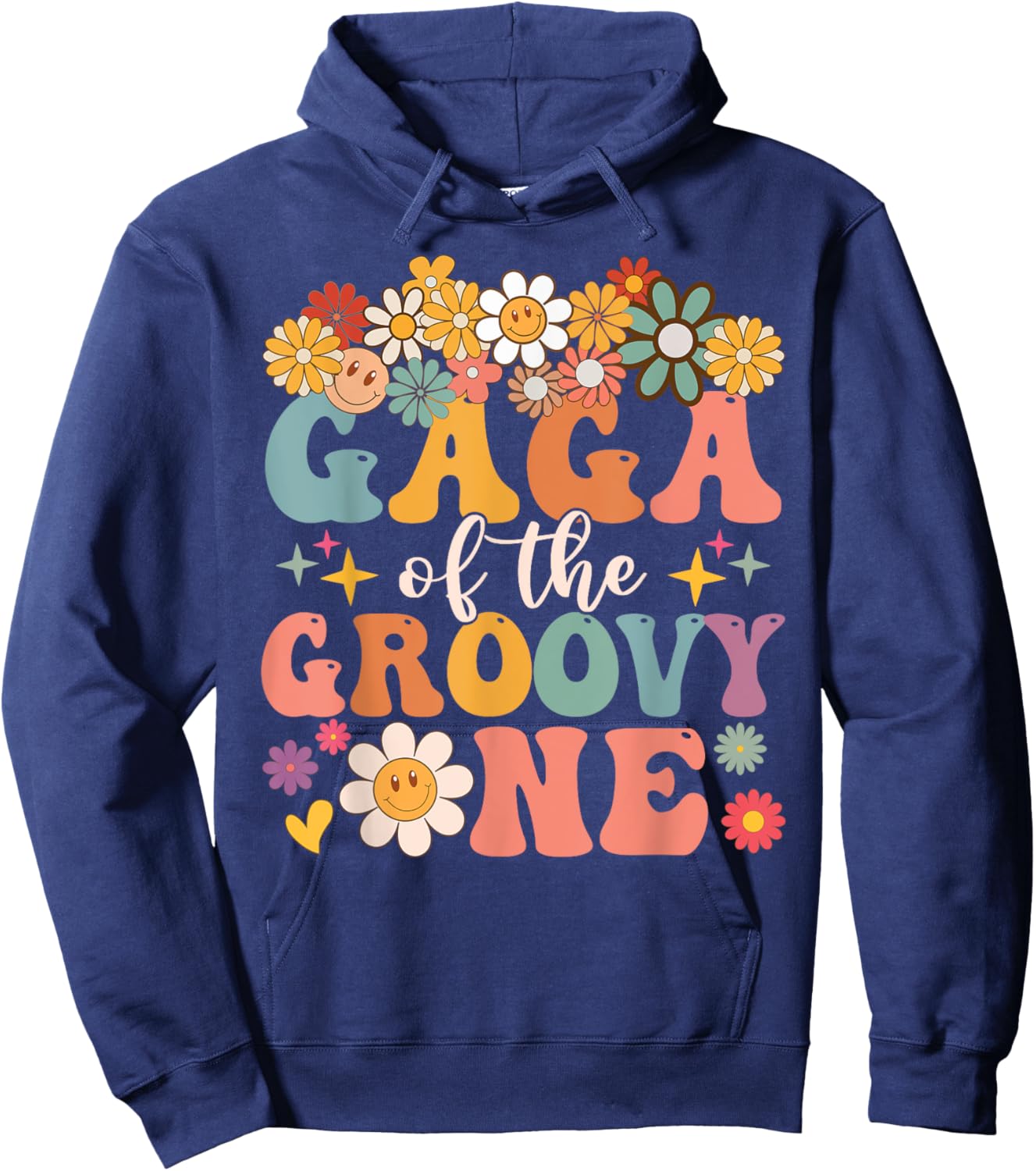 Retro Gaga of Groovy One Matching Family 1st Birthday Party Hoodie - Hoodie | Navy