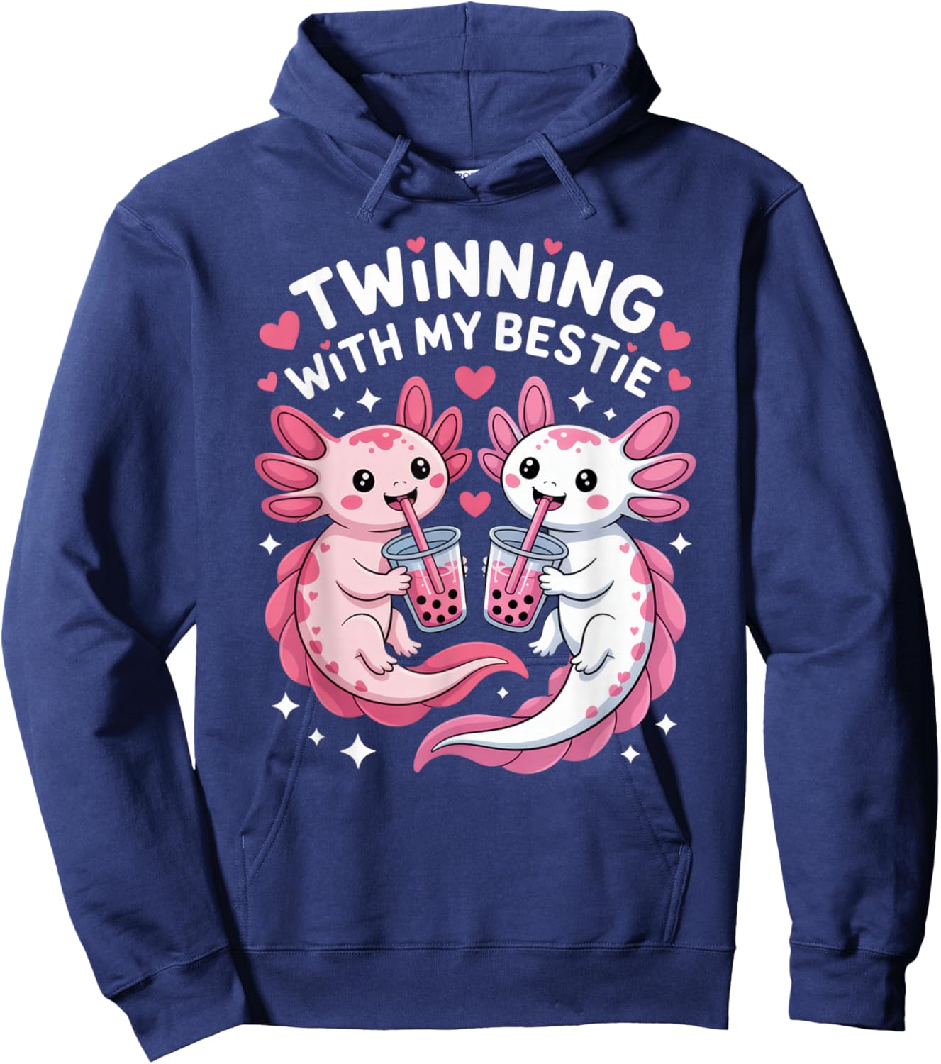 Twinning with My Bestie Axolotl Lovers Fun Friendship Vibes Hoodie - Hoodie | Navy