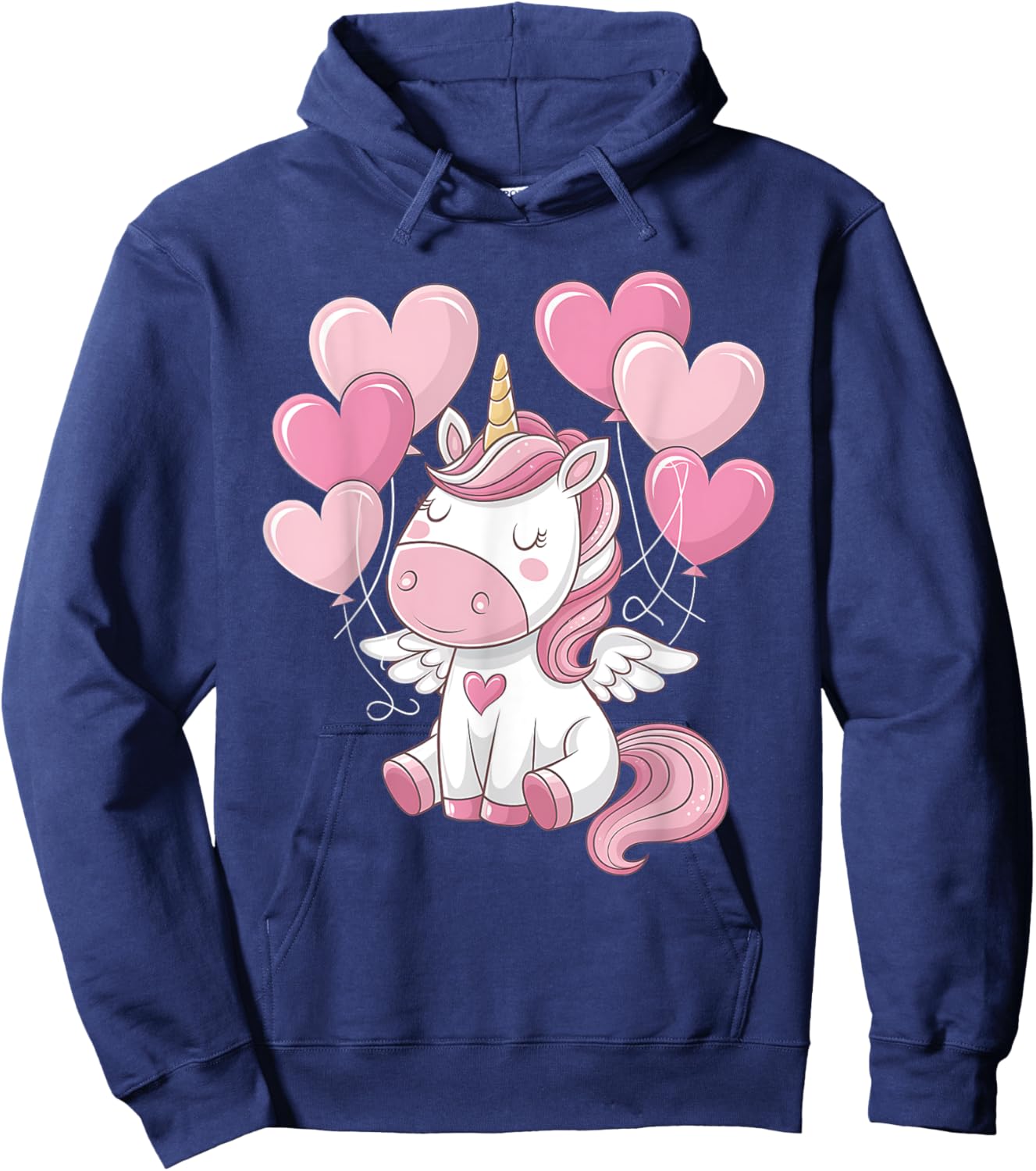 Unicorn Valentines Day Love Heart Rainbow Toddler Girl Hoodie - Hoodie | Navy