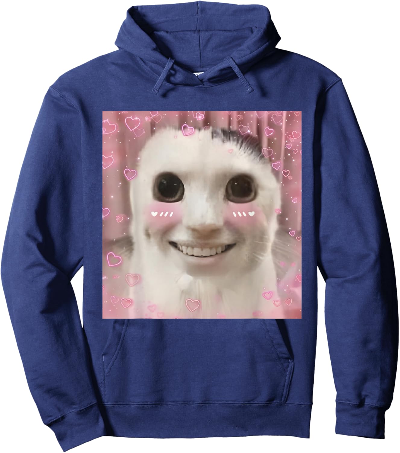 Goofy Ahh Cat Meme Dank Cursed Weirdcore Cringey Banana Cat Hoodie - Hoodie | Navy