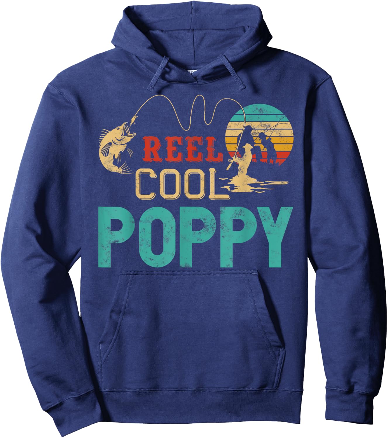 Reel cool Poppy Fishing Father’s Day gift Fisherman Grandpa Hoodie - Hoodie | Navy