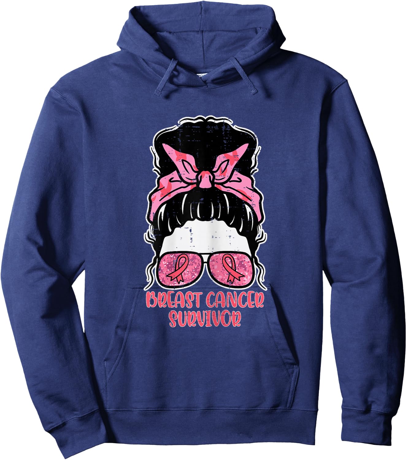 Breast Cancer Survivor Hairbun Breast Cancer Awareness Women Hoodie - Hoodie | Navy
