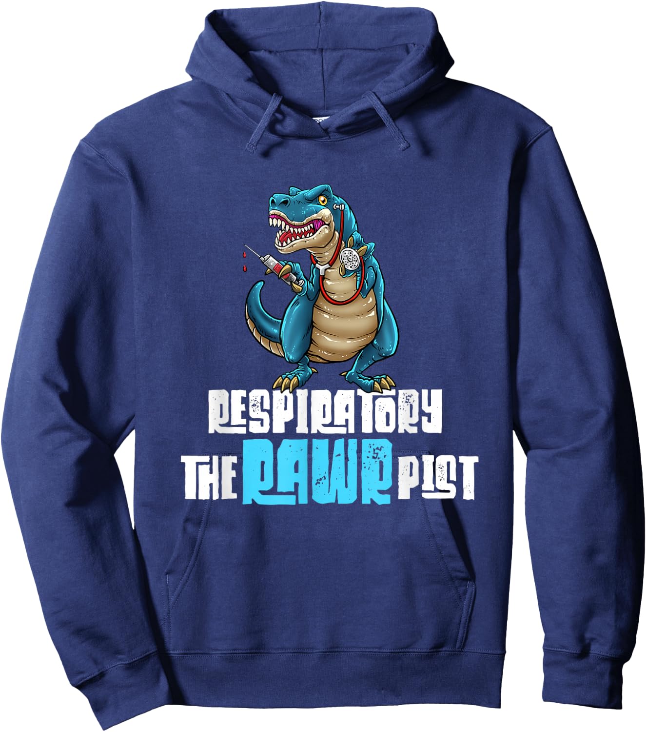 Respiratory Therapist Funny Dinosaur TheRAWRpist Therapy Hoodie - Hoodie | Navy