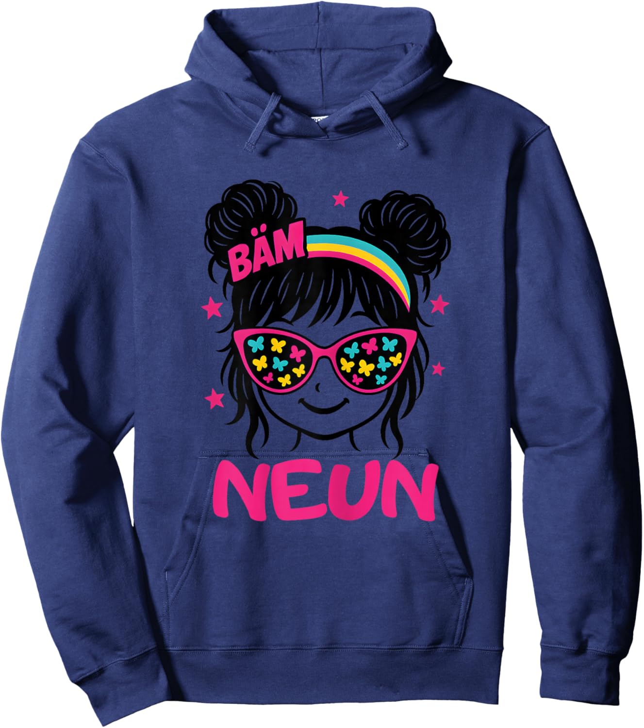 Geburtstagsshirt 9 Jahre Mädchen Geschenk – Bäm Neun Hoodie - Hoodie | Navy