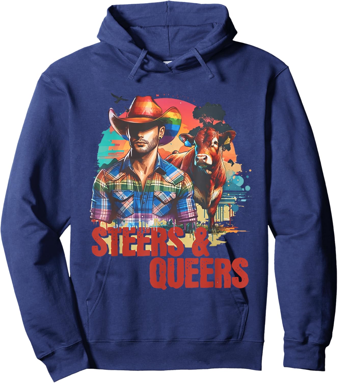 Steers & Queers Country Cowboy Gay Hoodie - Hoodie | Navy