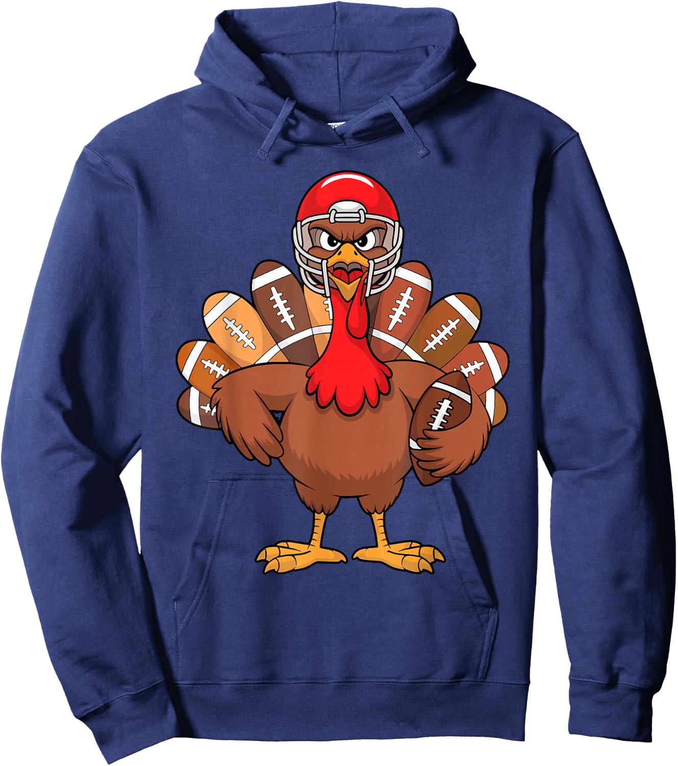 Thanksgiving Football Cool Football Turkey Kids Boys Hoodie - Hoodie | Navy