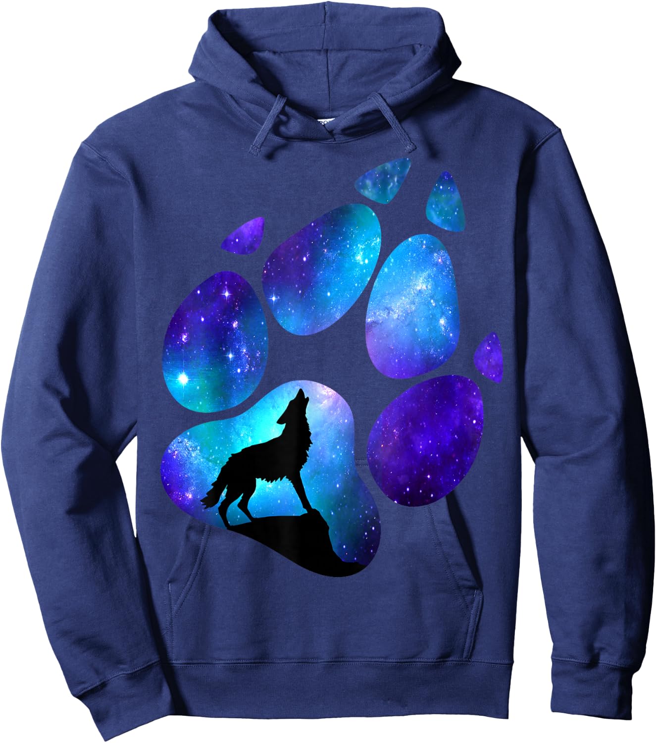 Wolf Paws Galaxy Wild Lone Wolves Stars Moon Wolf Hoodie - Hoodie | Navy