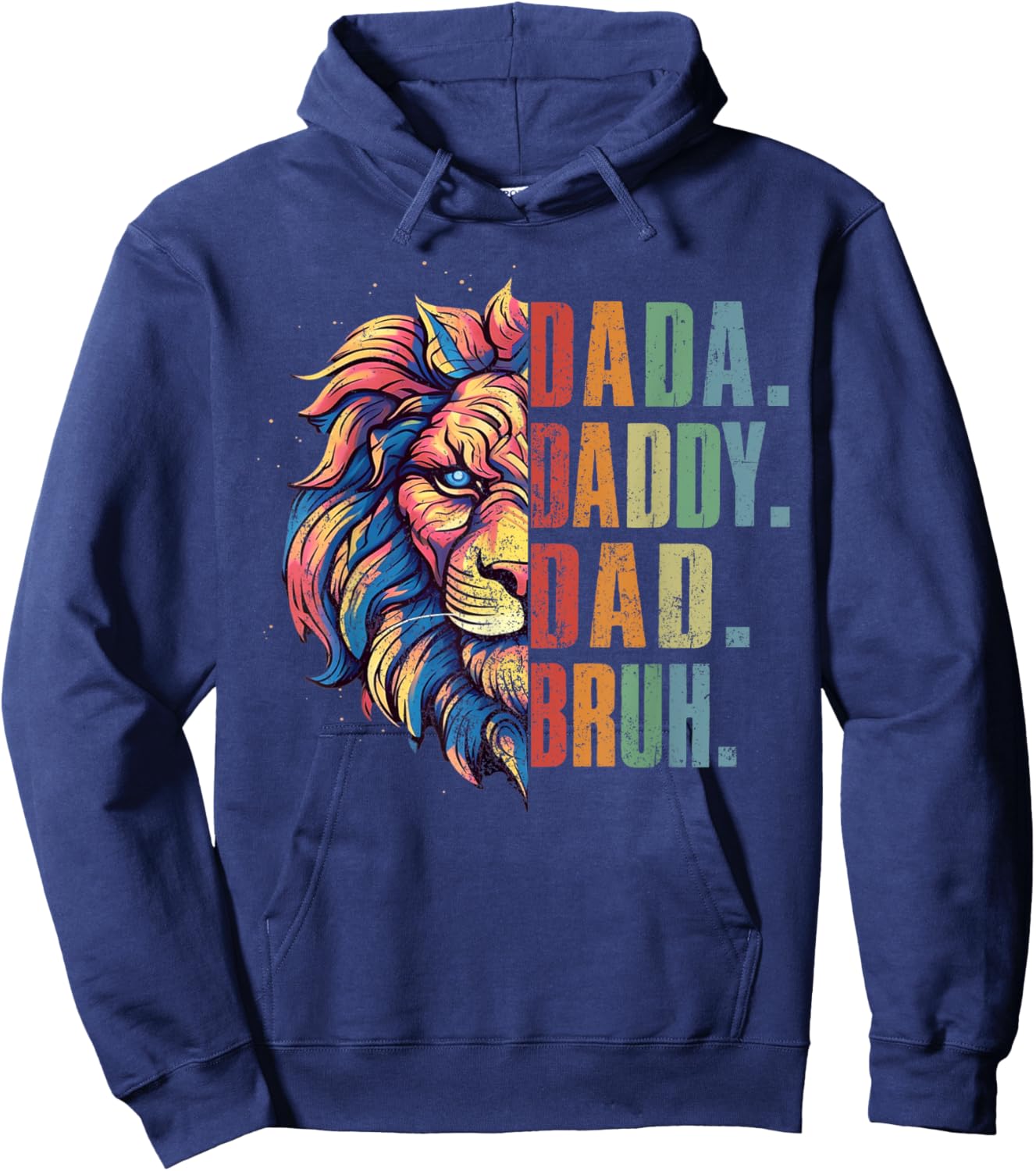 Dada Daddy Dad Bruh Retro Groovy Funny Lion Father's Day Hoodie - Hoodie | Navy