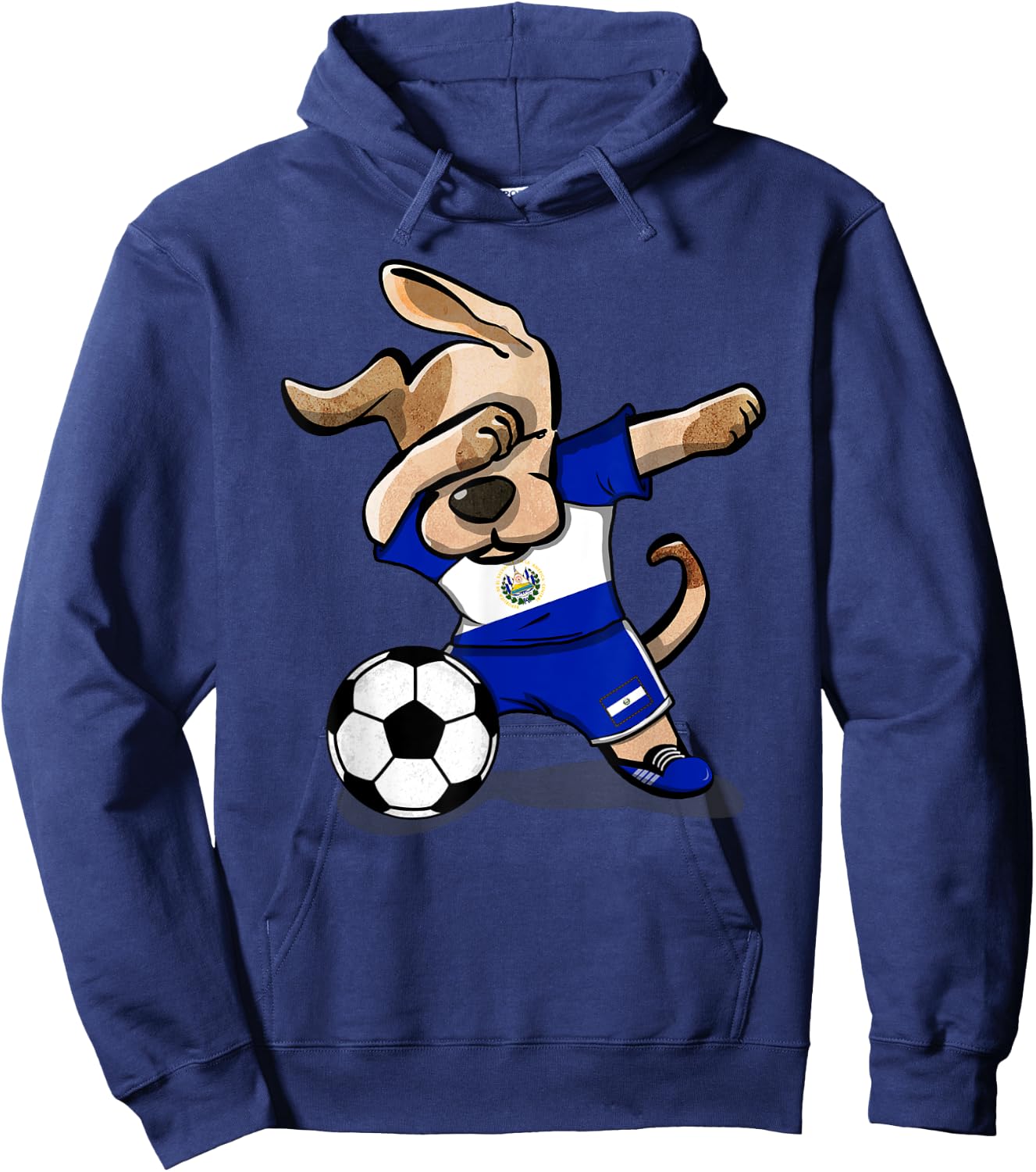 Dabbing Dog El Salvador Soccer Salvadorean Flag Football Men Women Girls Kids Hoodie - Hoodie | Navy