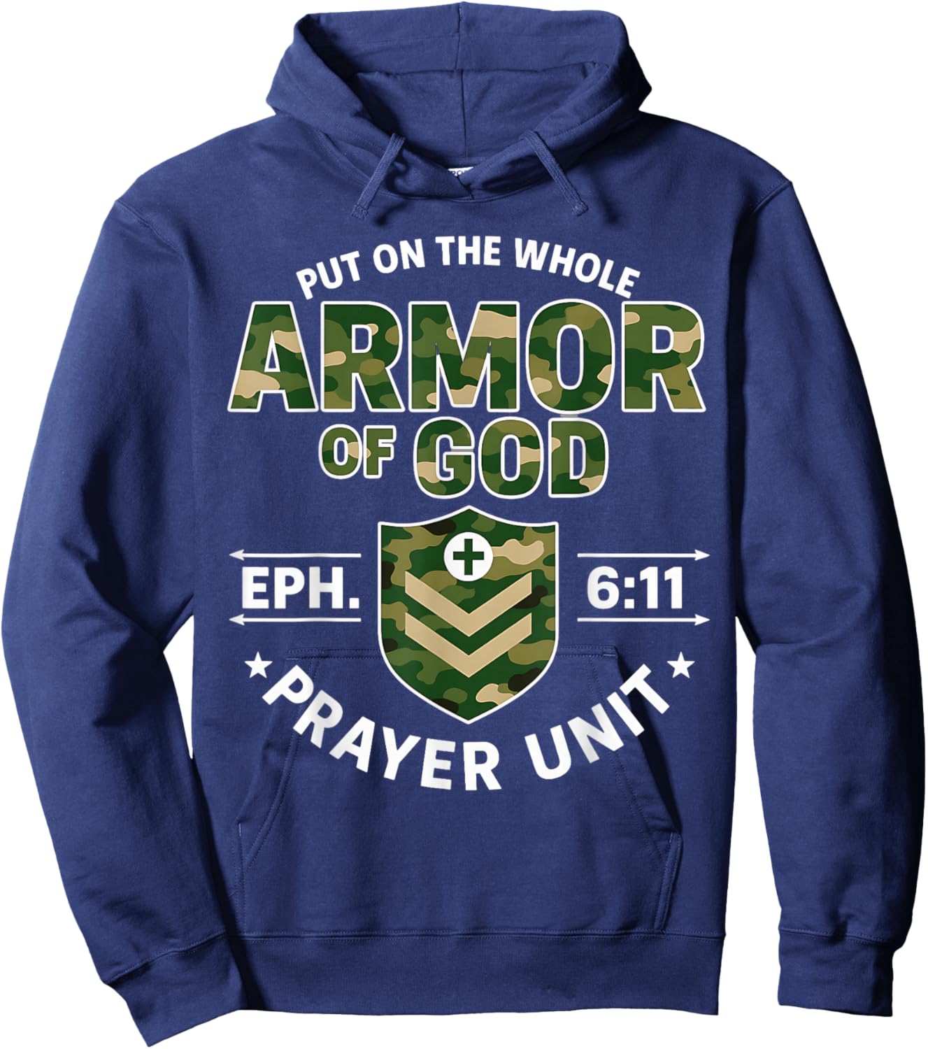 Armor of God Prayer Unit Ephesians 6:11 Christian Camo Hoodie - Hoodie | Navy