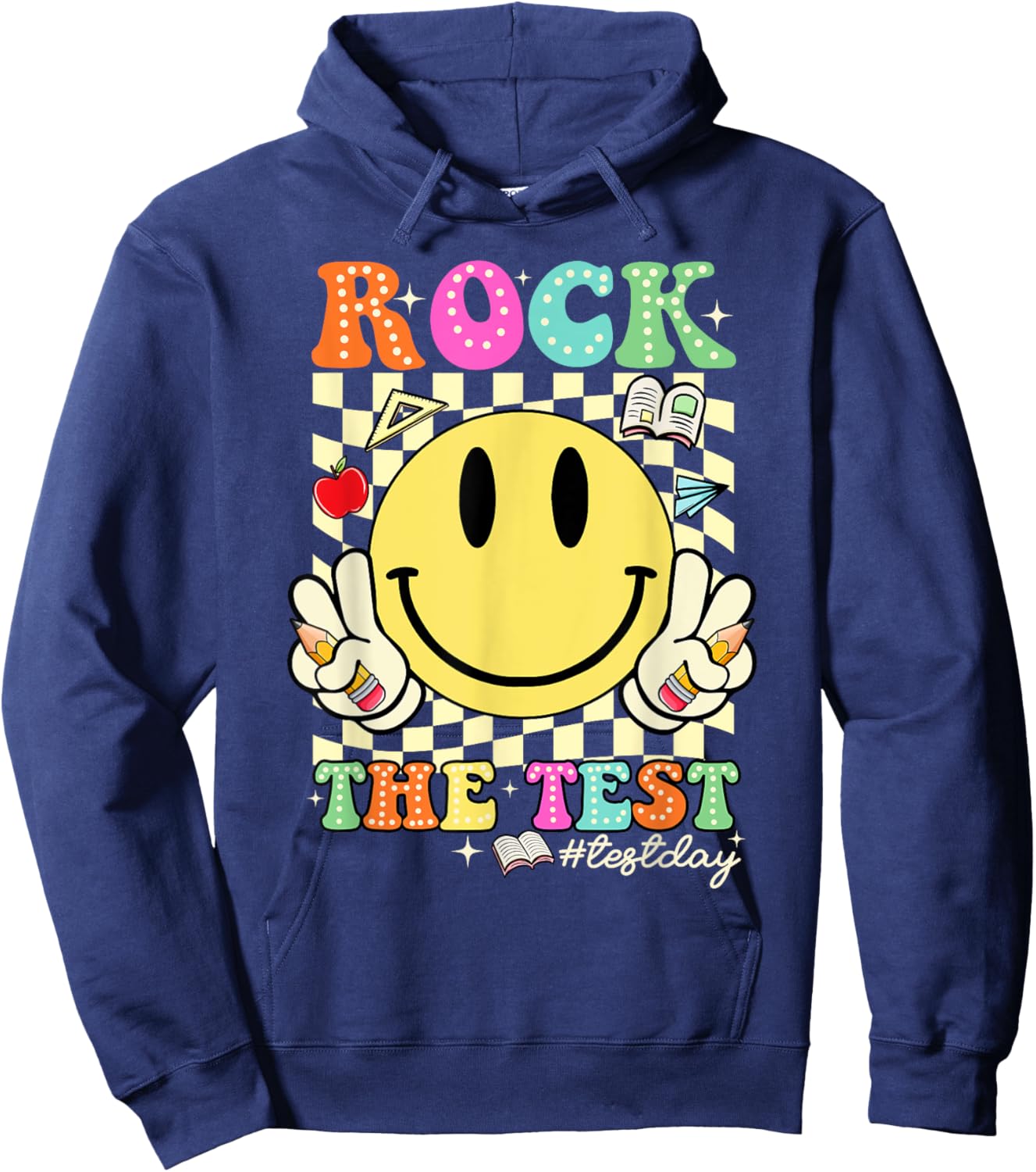 Rock The Test Shirt Testing Day Motivational Teacher Student Hoodie - Hoodie | Navy
