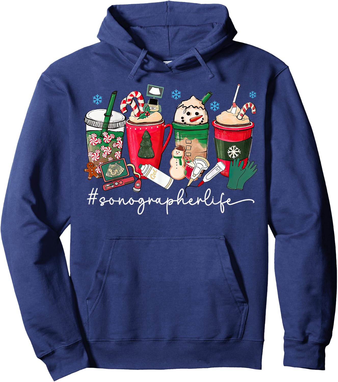 Christmas Sonographer Coffee Latte Ultrasound Vascular Tech Hoodie - Hoodie | Navy