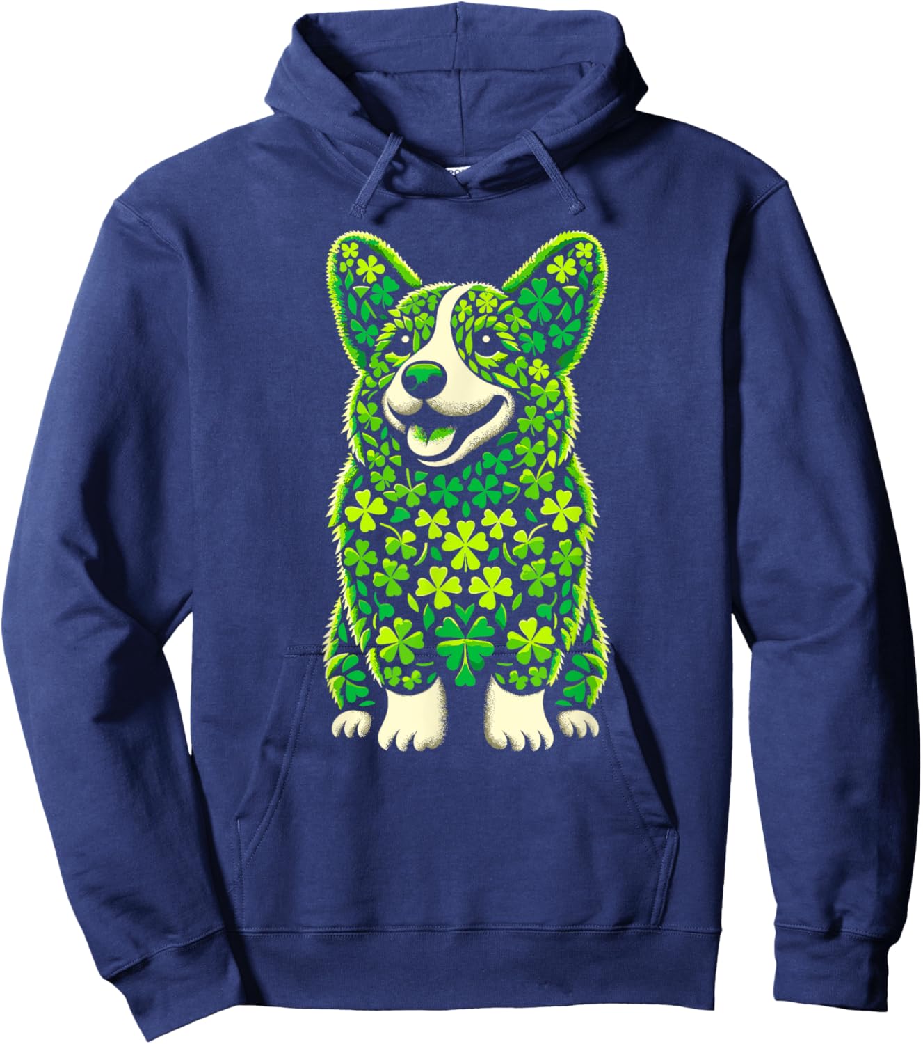 Corgi Dog Shamrocks St Patricks Day Corgi Dog Hoodie - Hoodie | Navy