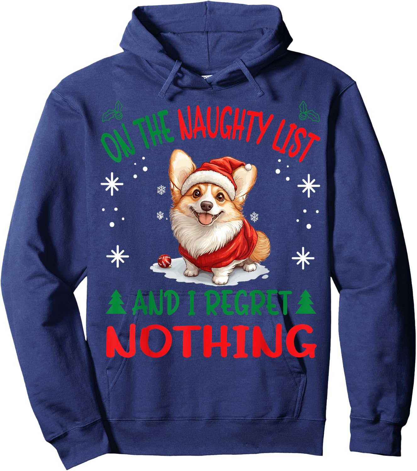 Cute Pembroke Welsh Corgi Dog Christmas On The Naughty List Women Hoodie - Hoodie | Navy