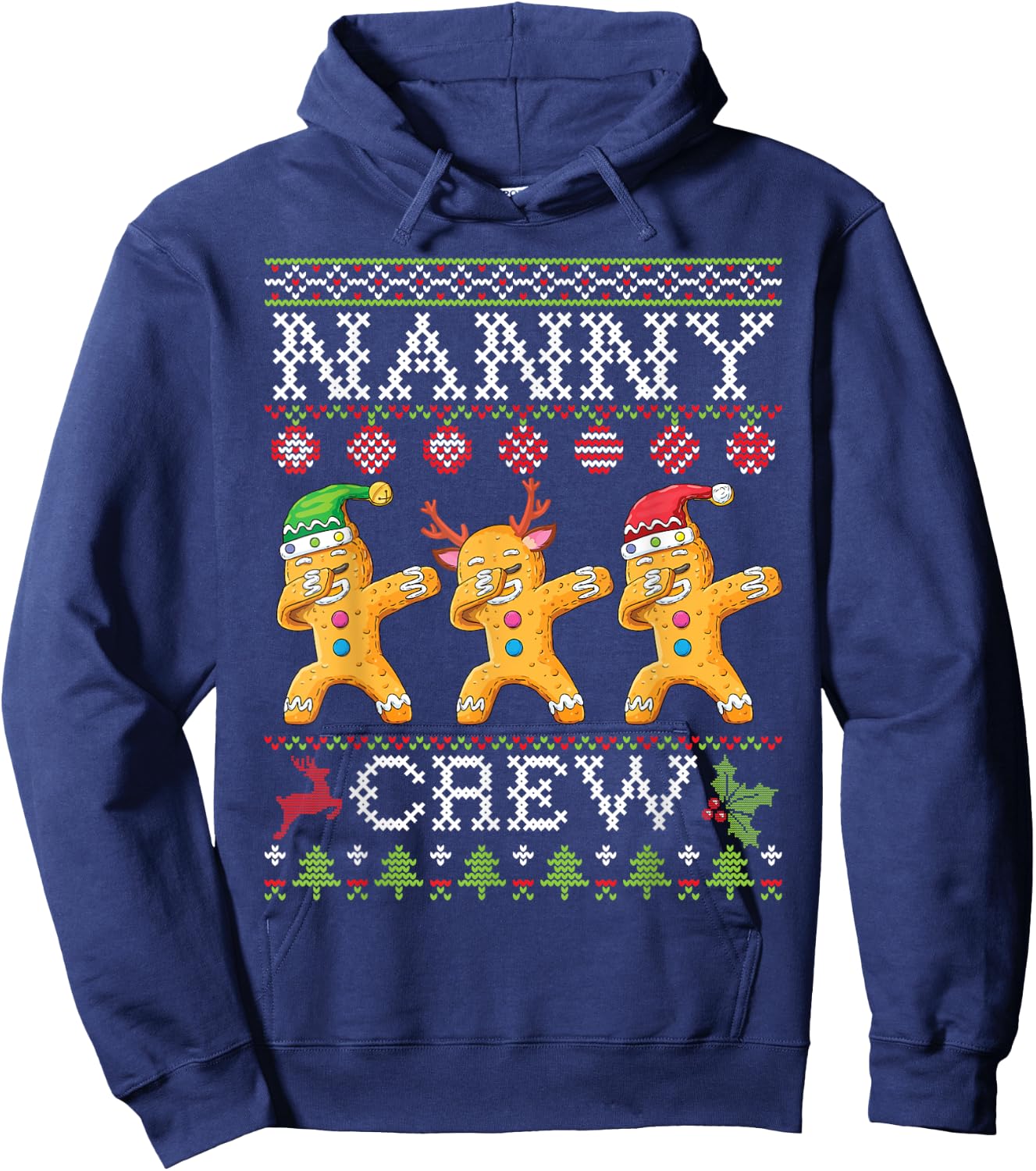 Gingerbreads Dabbing Together Nanny Crew Christmas Family Hoodie - Hoodie | Navy