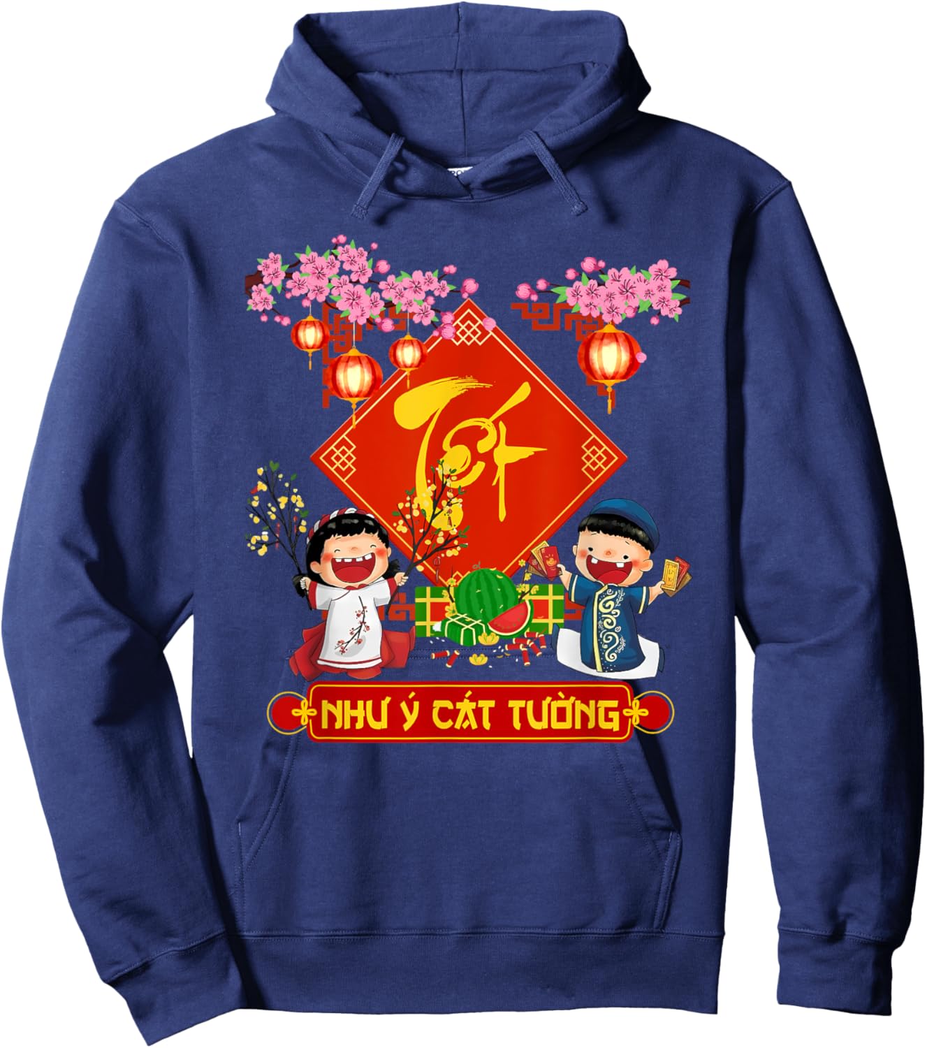 Vietnamese New Year Decorations 2025 Tet Viet Lunar New Year Hoodie - Hoodie | Navy