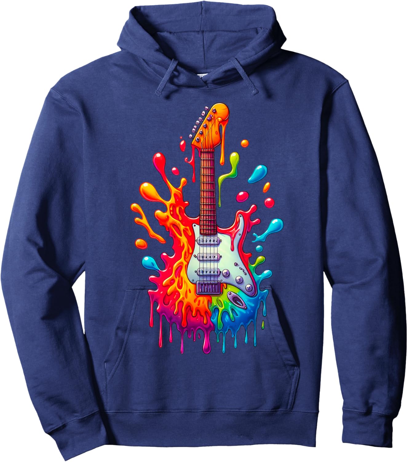 Colorful Electric Guitar Tie Dye Splash Cool Guitar Pick Hoodie - Hoodie | Navy