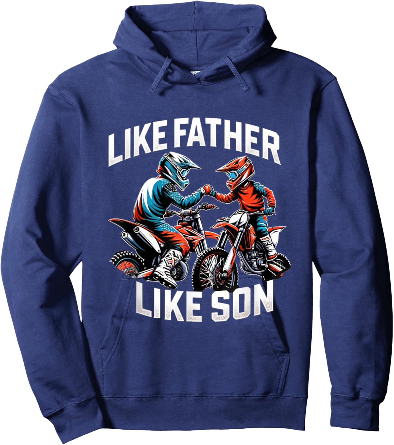 Dirt Bike Family Father Son Motocross Off-Road MX Dad Boys Hoodie - Hoodie | Navy